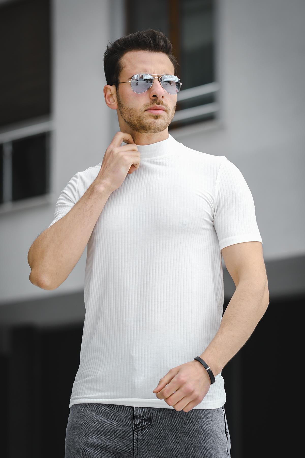 Ernest Slim Fit Likralı Body Yarım Balıkçı Boğazlı Erkek Tshirt