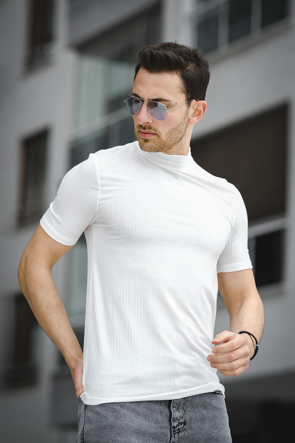 Ernest Slim Fit Likralı Body Yarım Balıkçı Boğazlı Erkek Tshirt