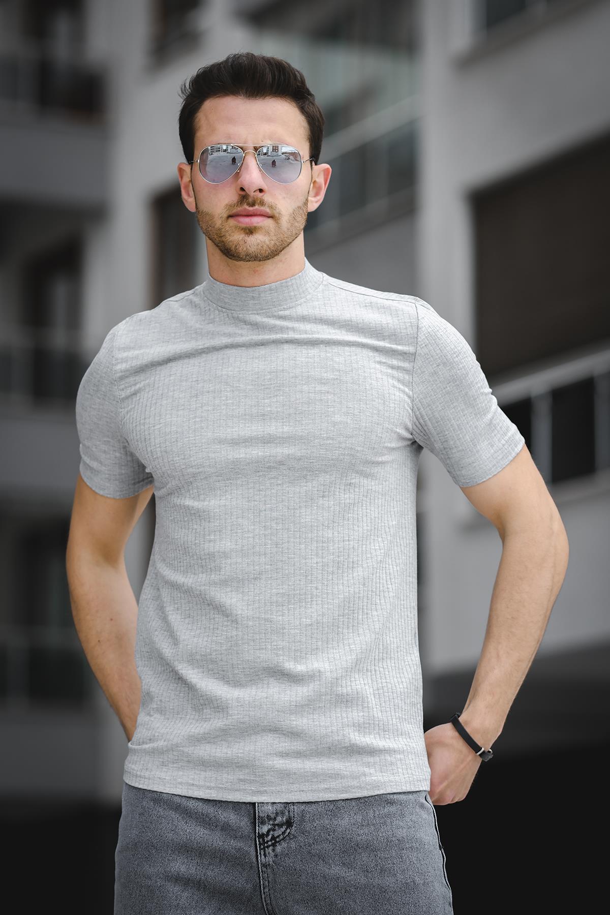 Ernest Slim Fit Likralı Body Yarım Balıkçı Boğazlı Erkek Tshirt