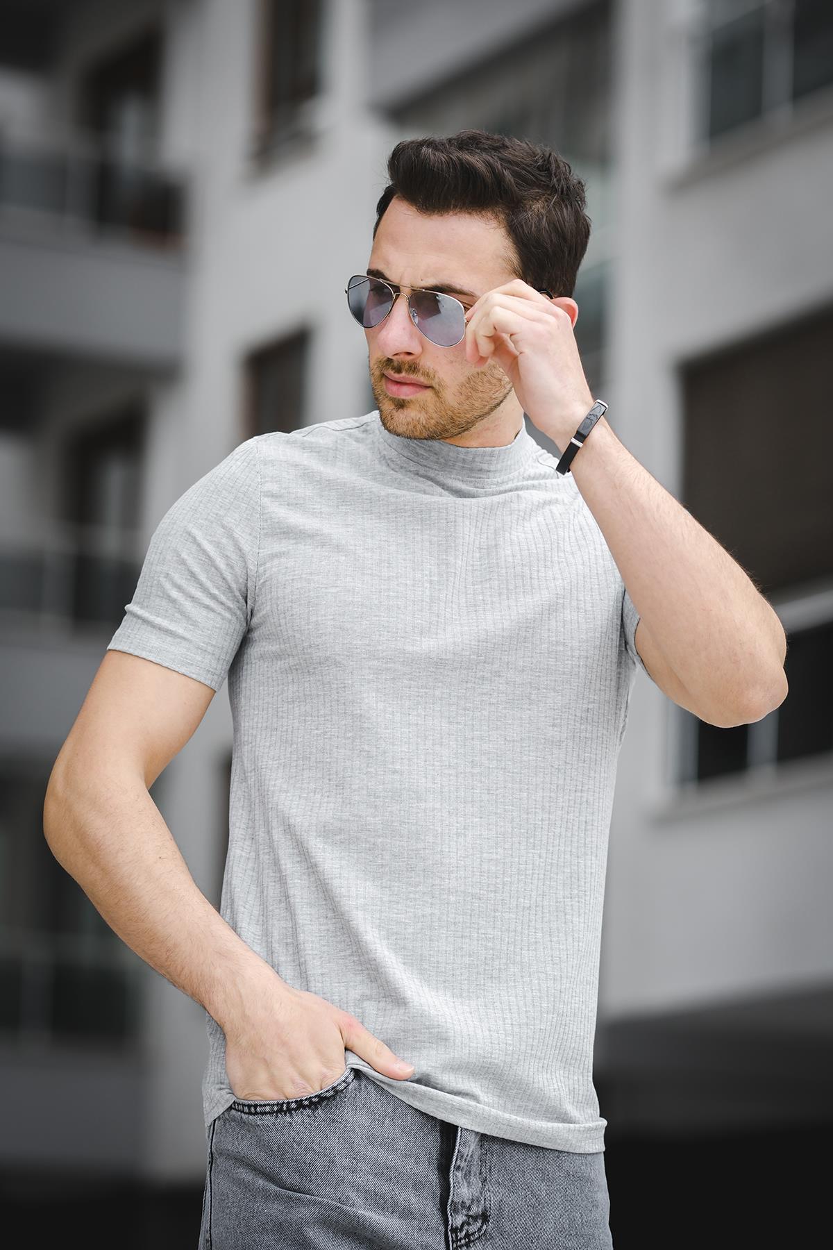 Ernest Slim Fit Likralı Body Yarım Balıkçı Boğazlı Erkek Tshirt