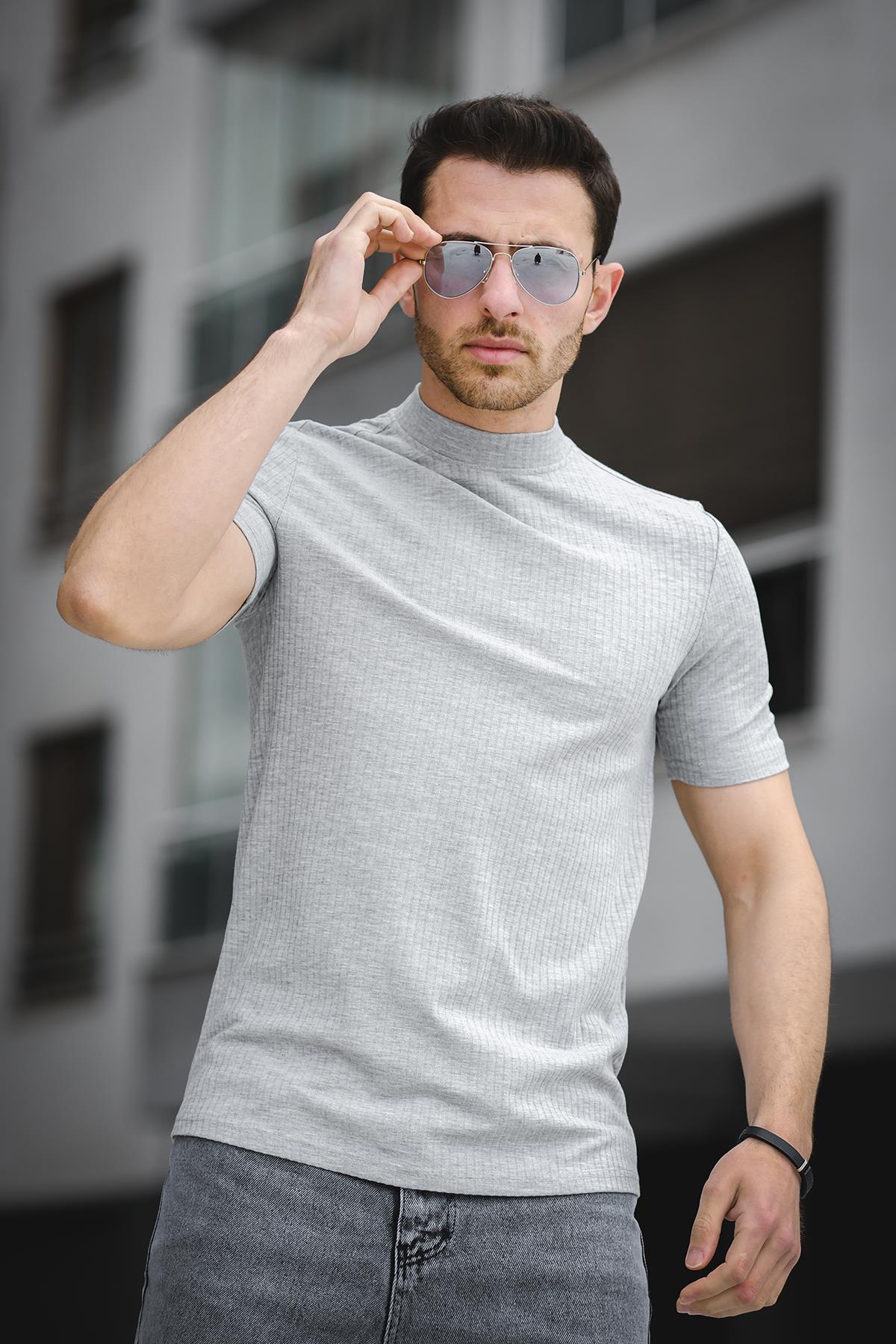 Ernest Slim Fit Likralı Body Yarım Balıkçı Boğazlı Erkek Tshirt