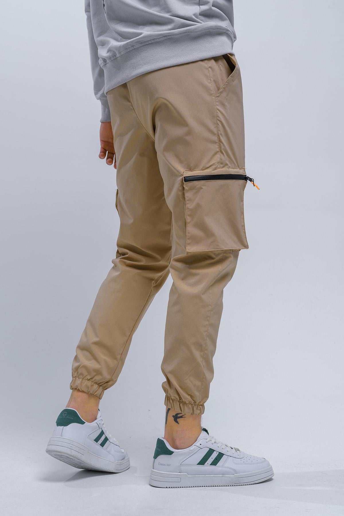 Baltassare Slim Fit Fermuar Detaylı Paraşüt Kargo Cepli Erkek Eşofman Alt