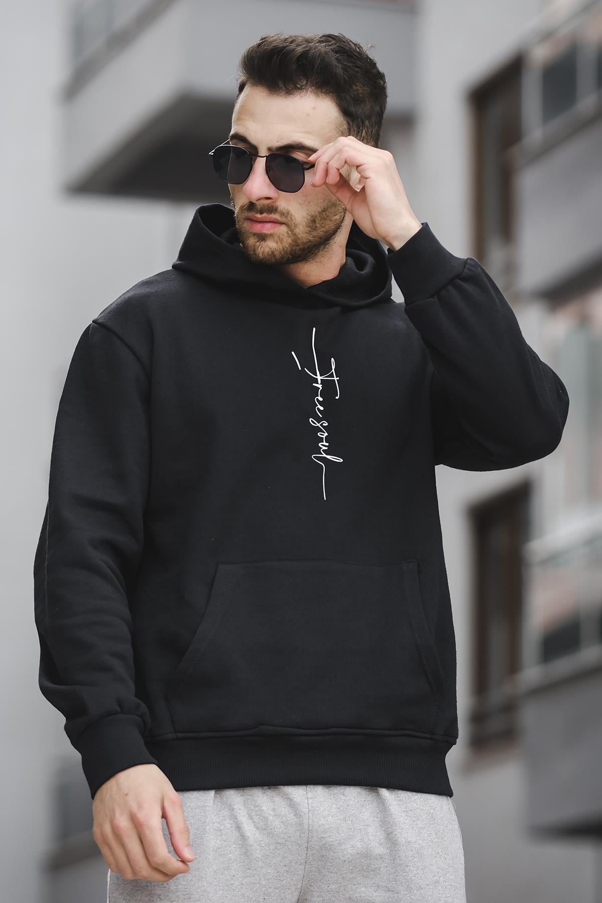 Free Soul Ön Baskılı Pamuklu Erkek Sweatshirt