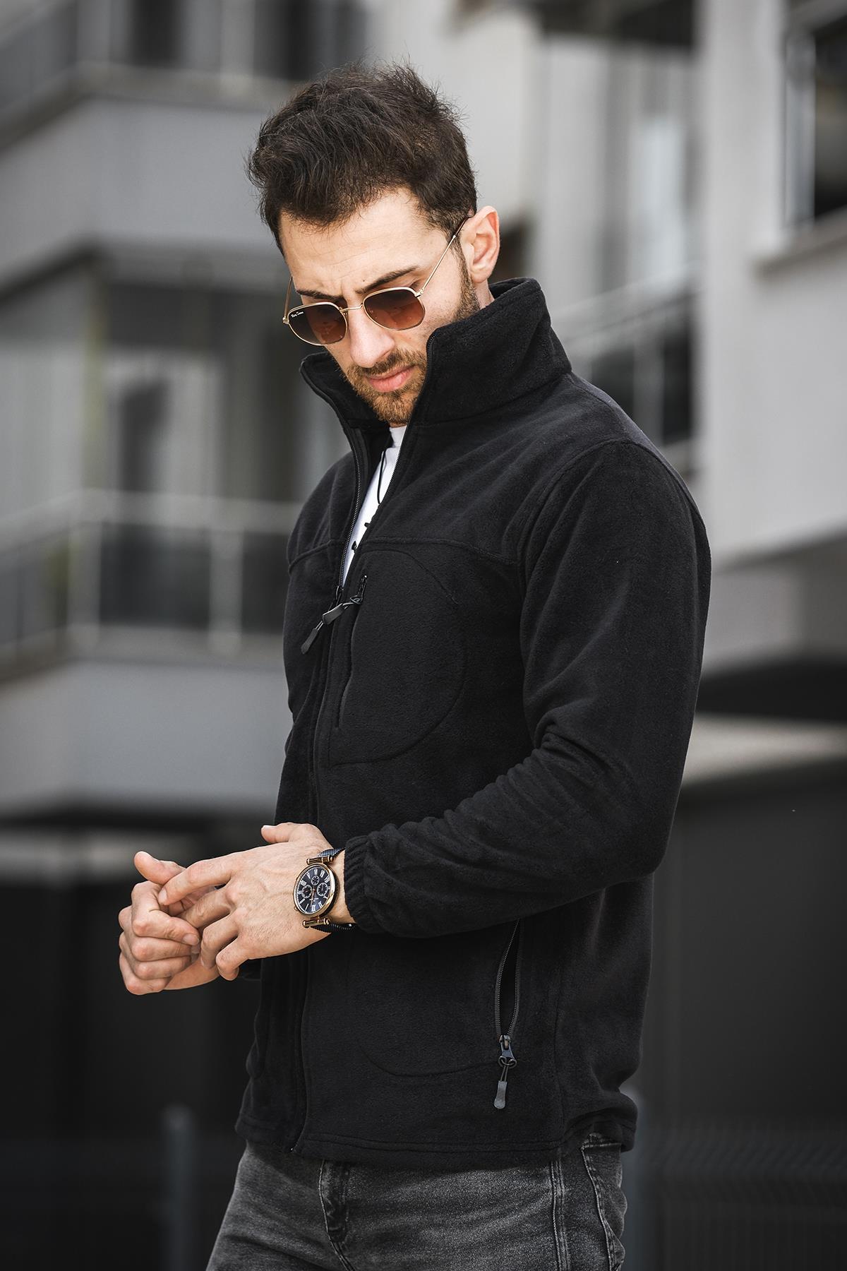 Freetown Erkek Pro Rüzgar Geçirmez 3 Cepli Outdoor Tam Fermuarlı Polar Ceket