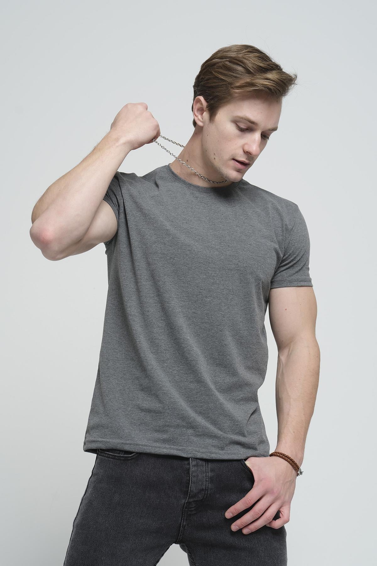FTX Slim Fit Likralı Bisiklet Yaka Erkek Basic Tshirt