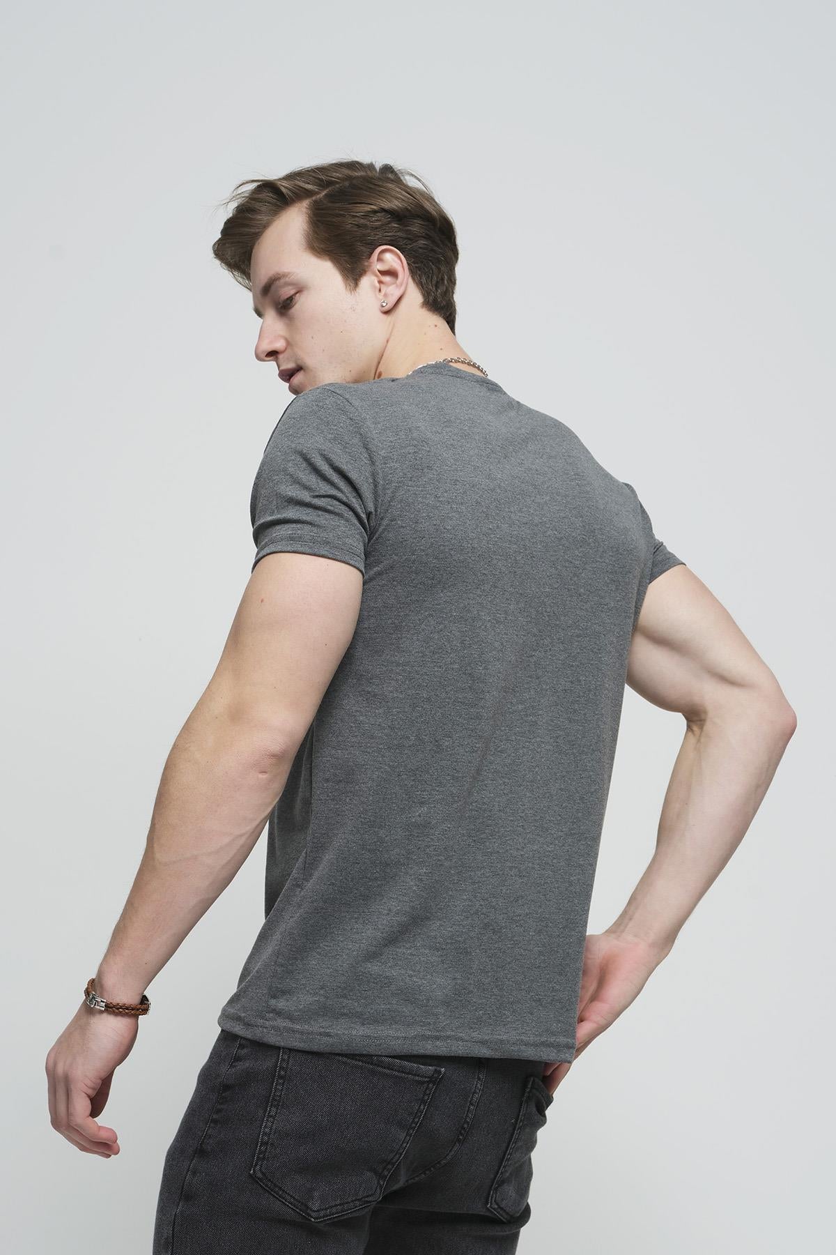 FTX Slim Fit Likralı Bisiklet Yaka Erkek Basic Tshirt