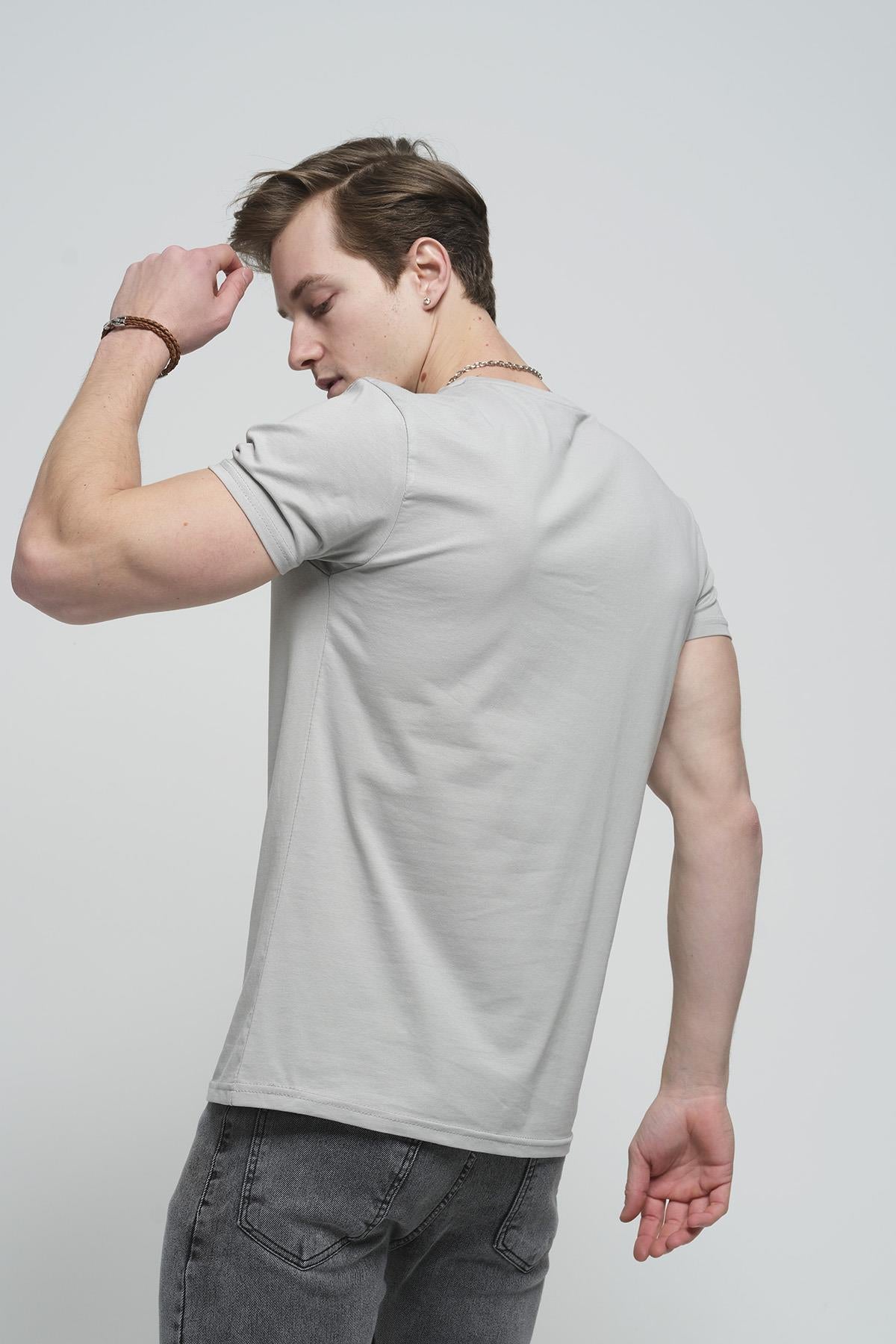 FTX Slim Fit Likralı Bisiklet Yaka Erkek Basic Tshirt