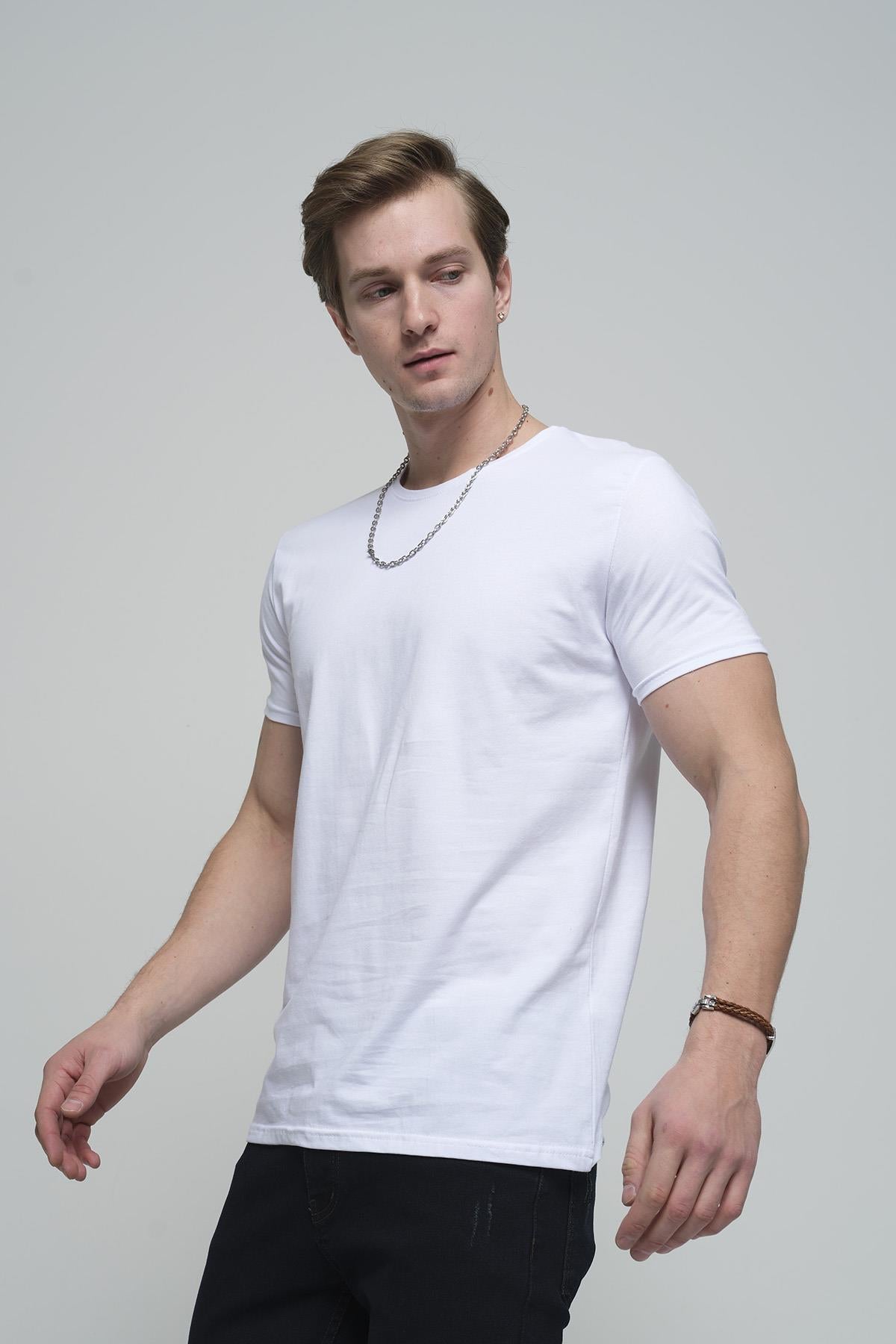 FTX Slim Fit Likralı Bisiklet Yaka Erkek Basic Tshirt