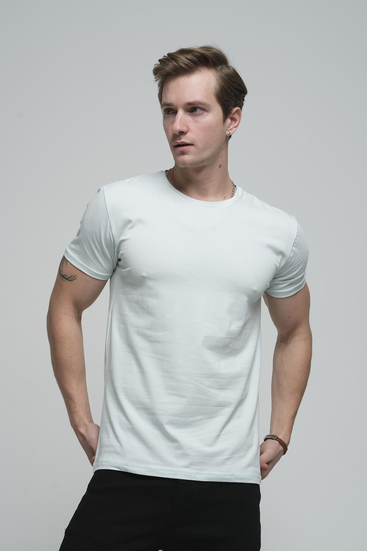FTX Slim Fit Likralı Bisiklet Yaka Erkek Basic Tshirt