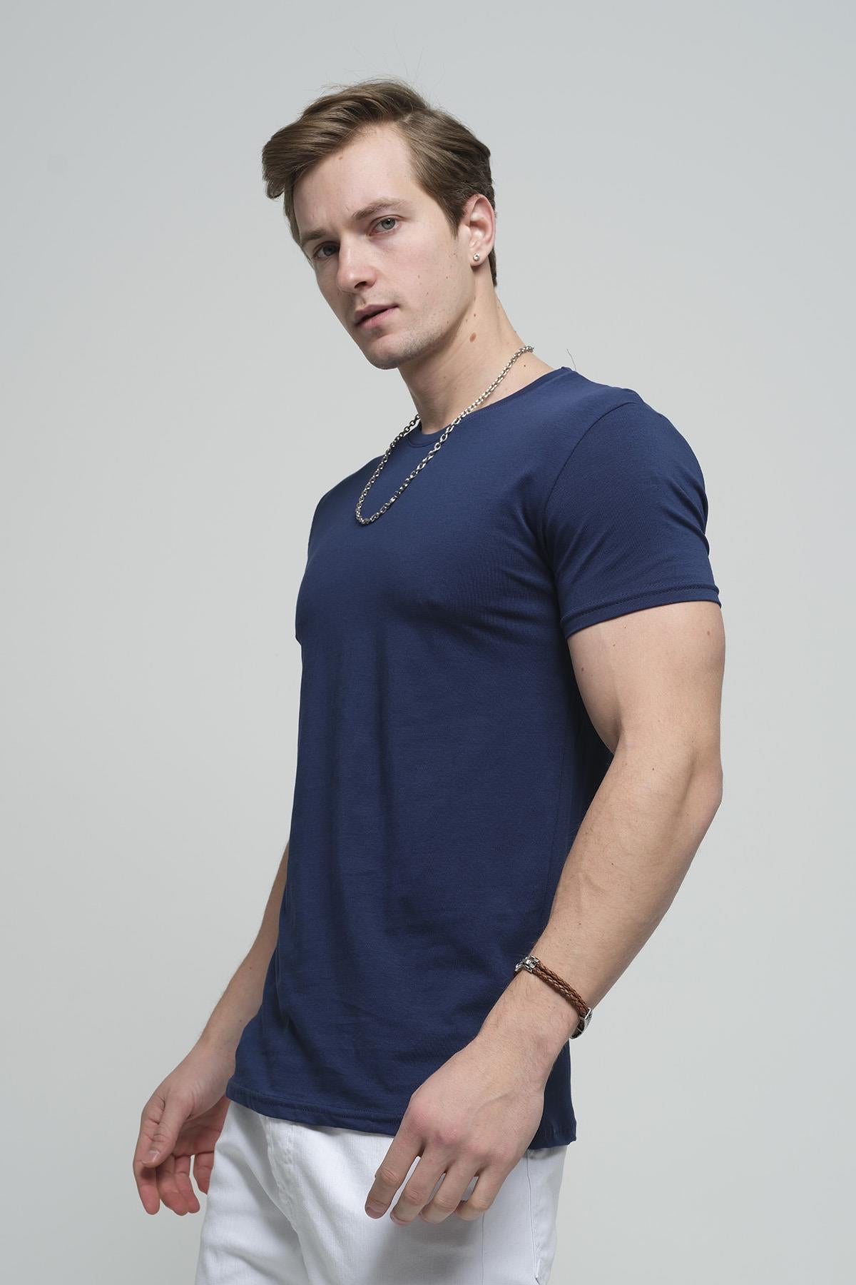 FTX Slim Fit Likralı Bisiklet Yaka Erkek Basic Tshirt