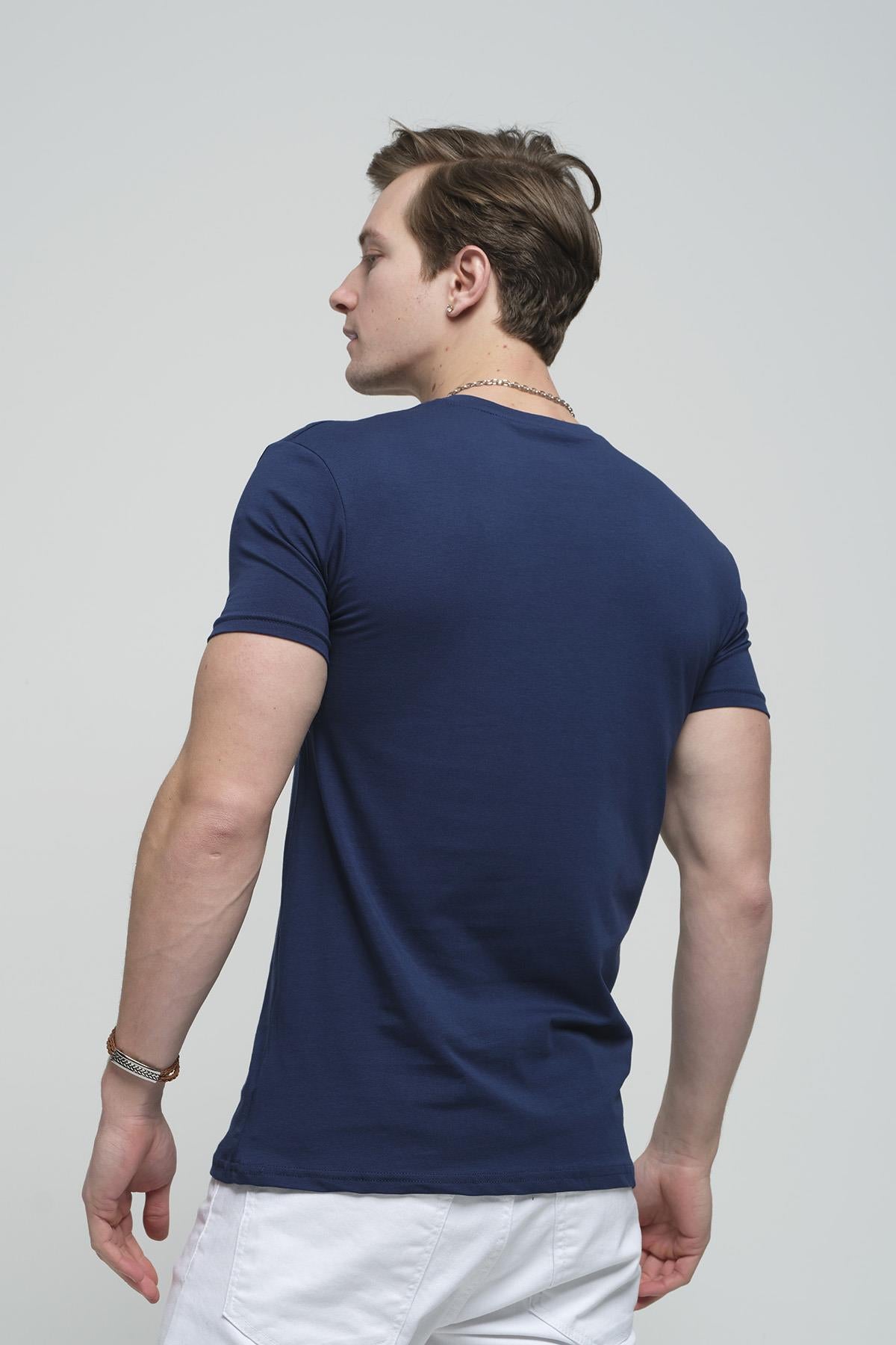 FTX Slim Fit Likralı Bisiklet Yaka Erkek Basic Tshirt