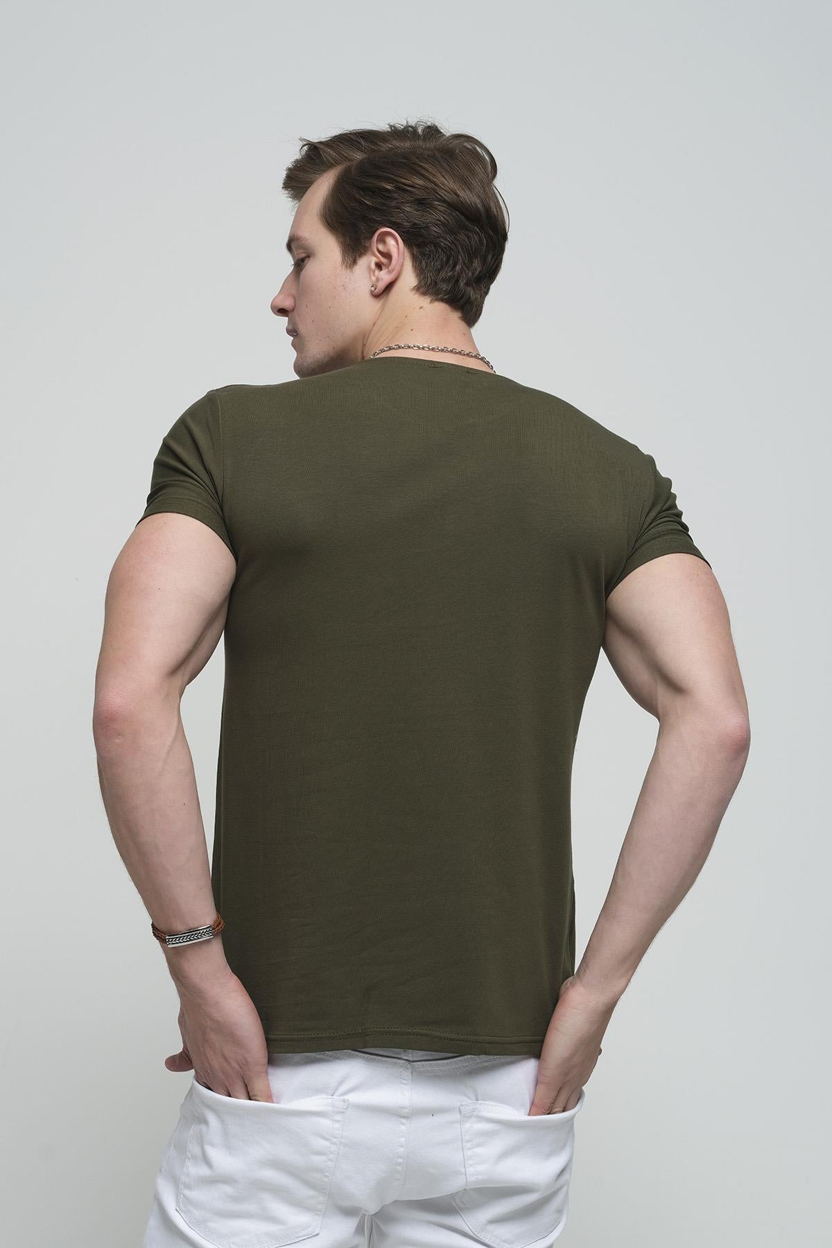 FTX Slim Fit Likralı Bisiklet Yaka Erkek Basic Tshirt