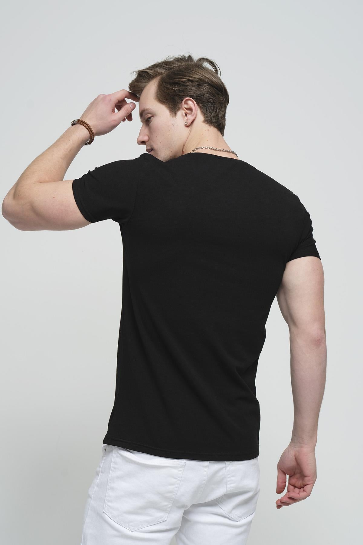 FTX Slim Fit Likralı Bisiklet Yaka Erkek Basic Tshirt