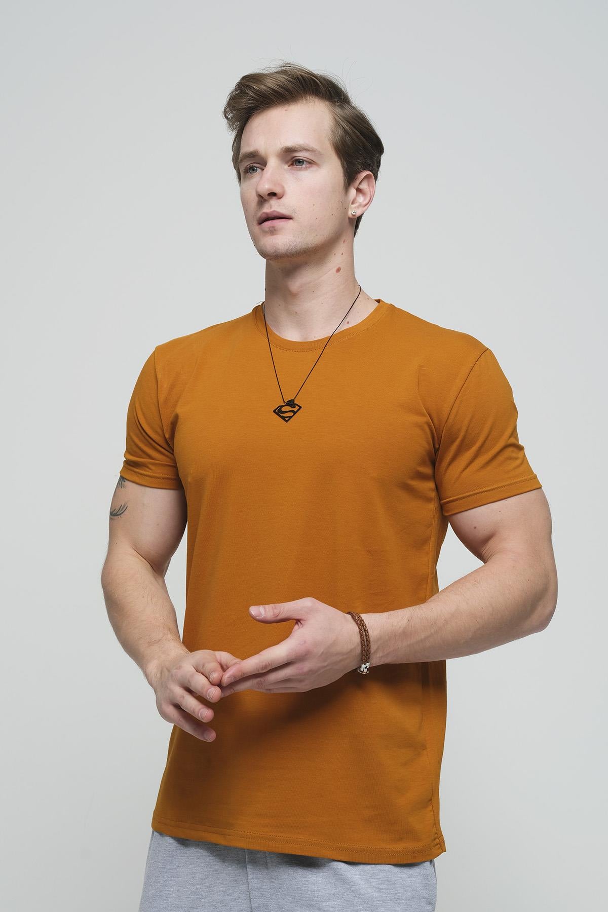 FTX Slim Fit Likralı Bisiklet Yaka Erkek Basic Tshirt
