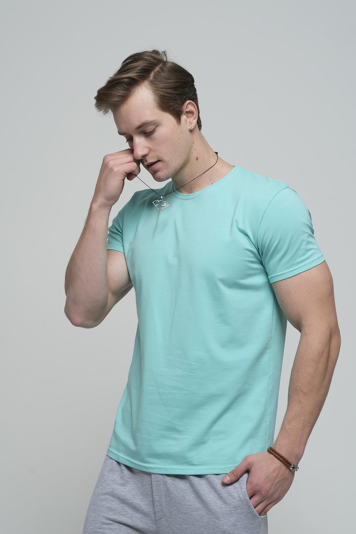 FTX Slim Fit Likralı Bisiklet Yaka Erkek Basic Tshirt