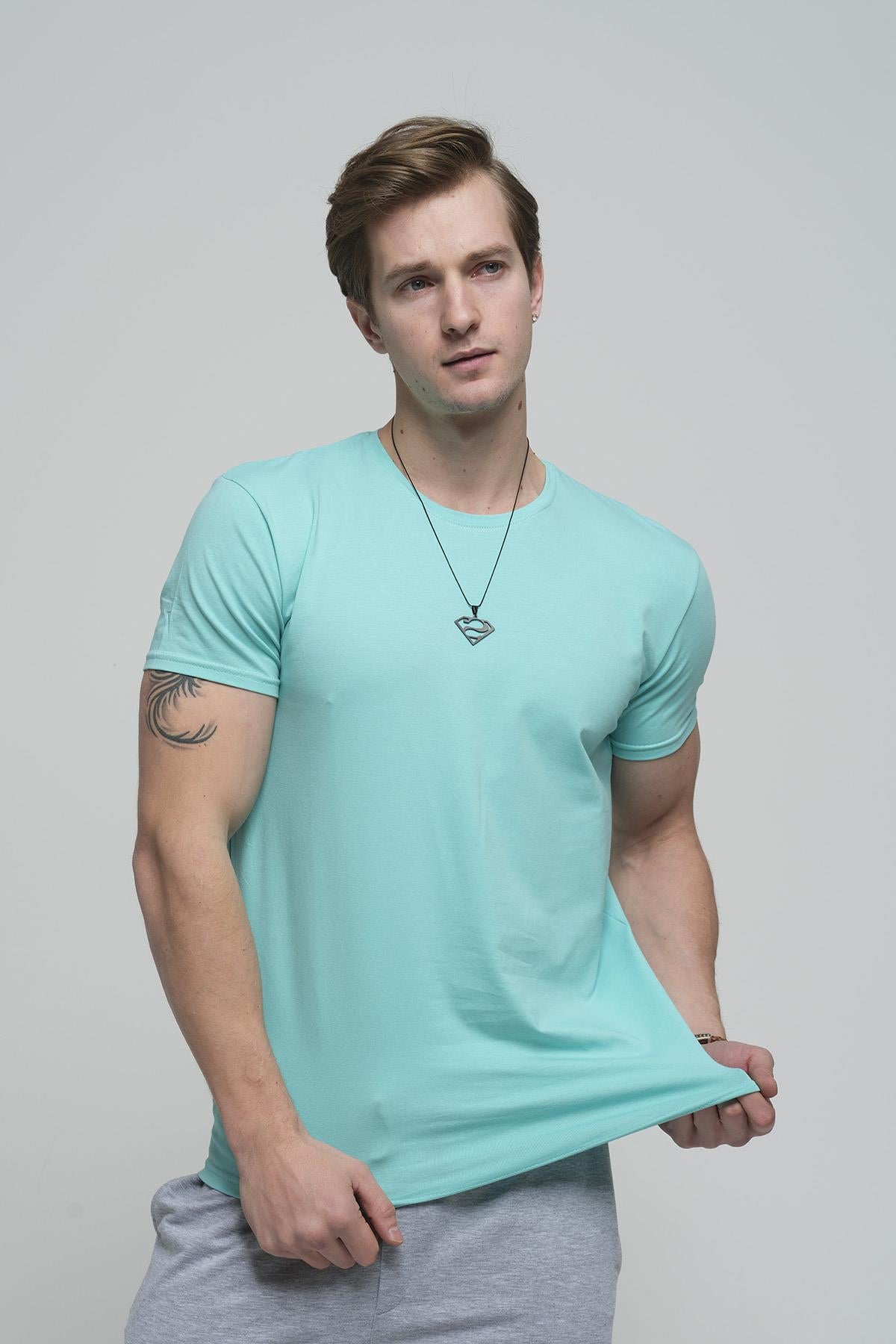FTX Slim Fit Likralı Bisiklet Yaka Erkek Basic Tshirt