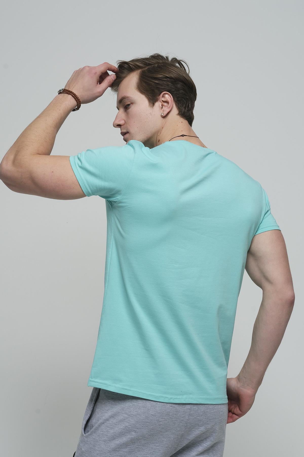 FTX Slim Fit Likralı Bisiklet Yaka Erkek Basic Tshirt