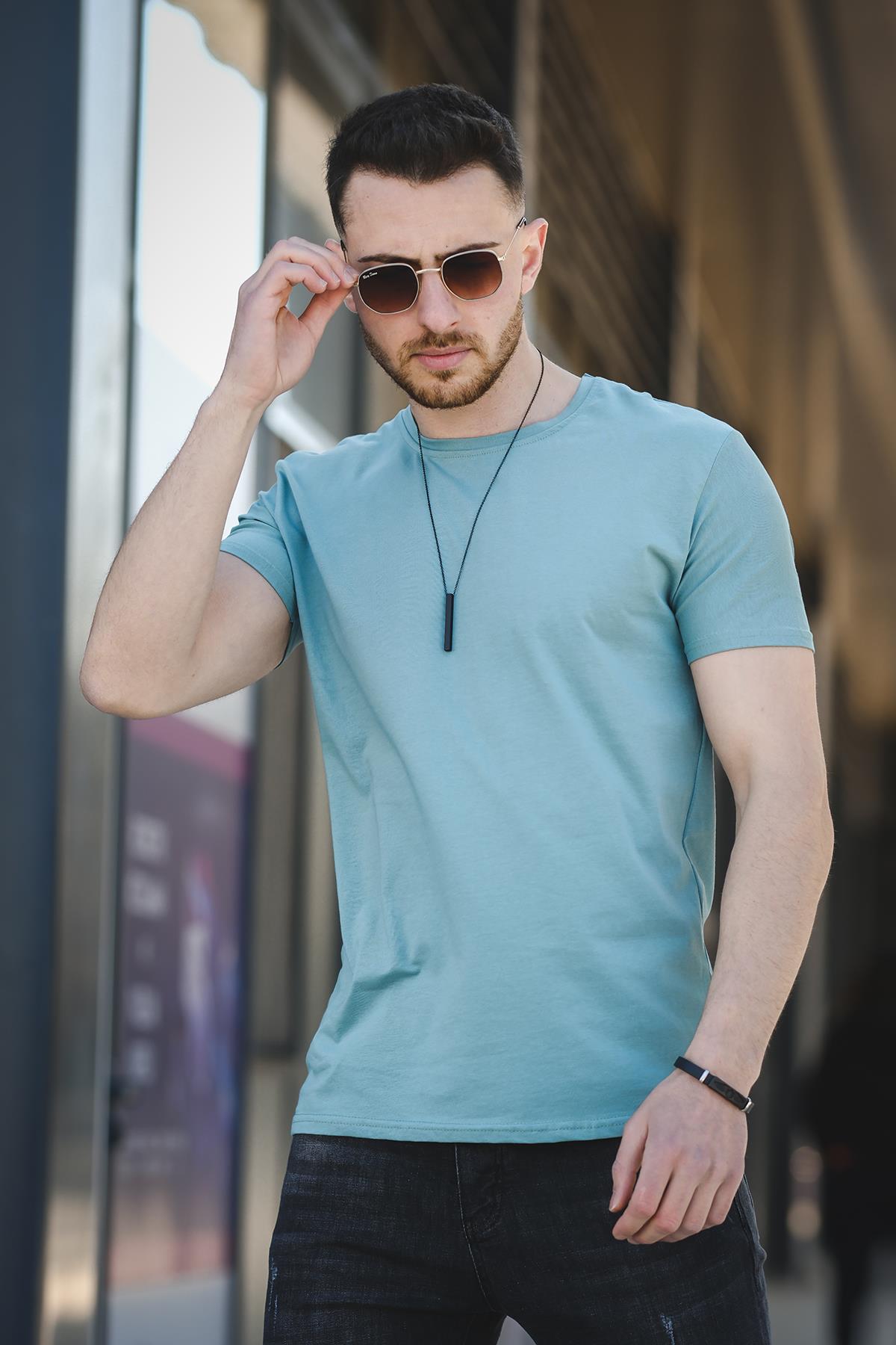 FTX Slim Fit Likralı Bisiklet Yaka Erkek Basic Tshirt