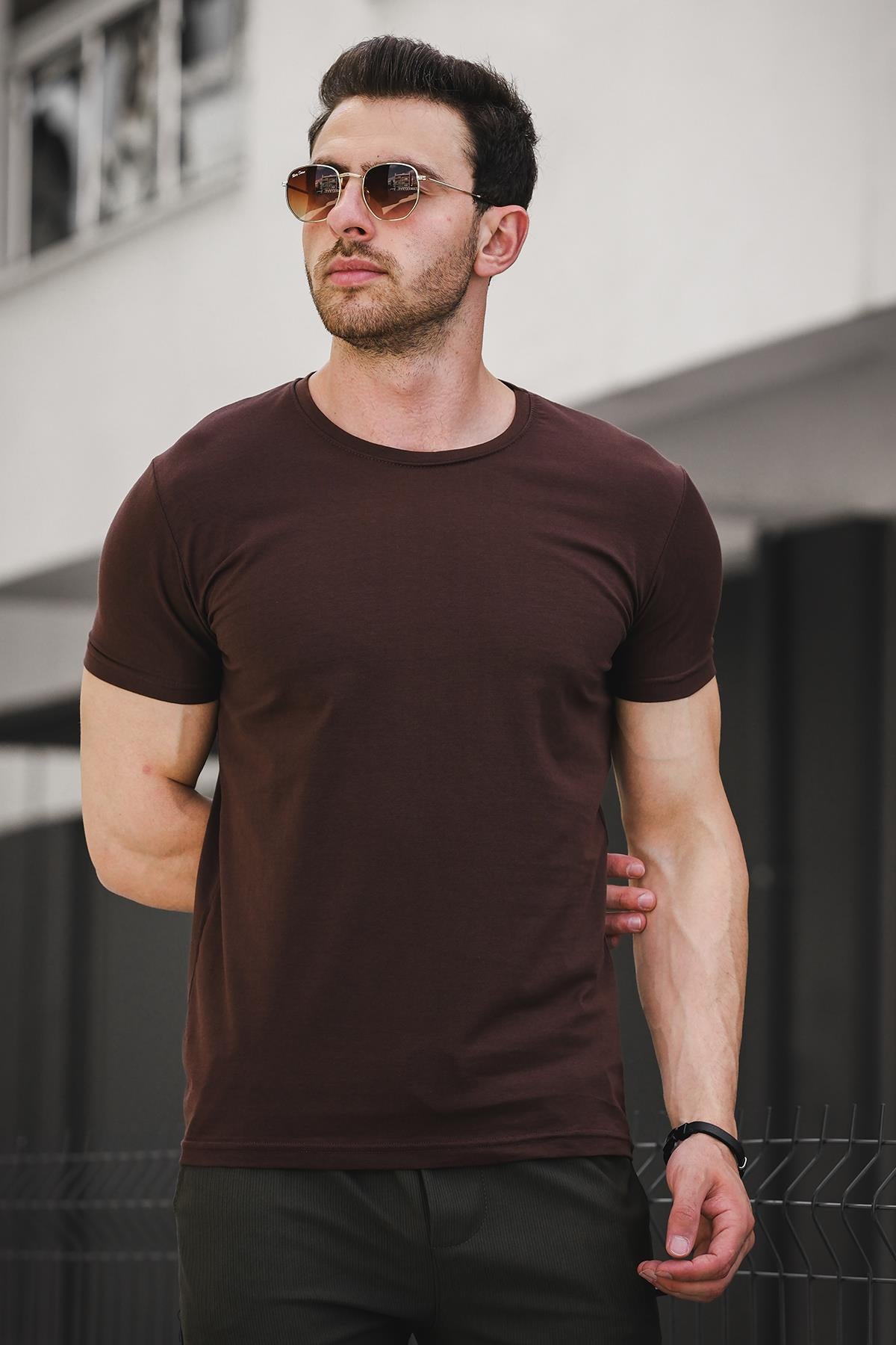 FTX Slim Fit Likralı Bisiklet Yaka Erkek Basic Tshirt
