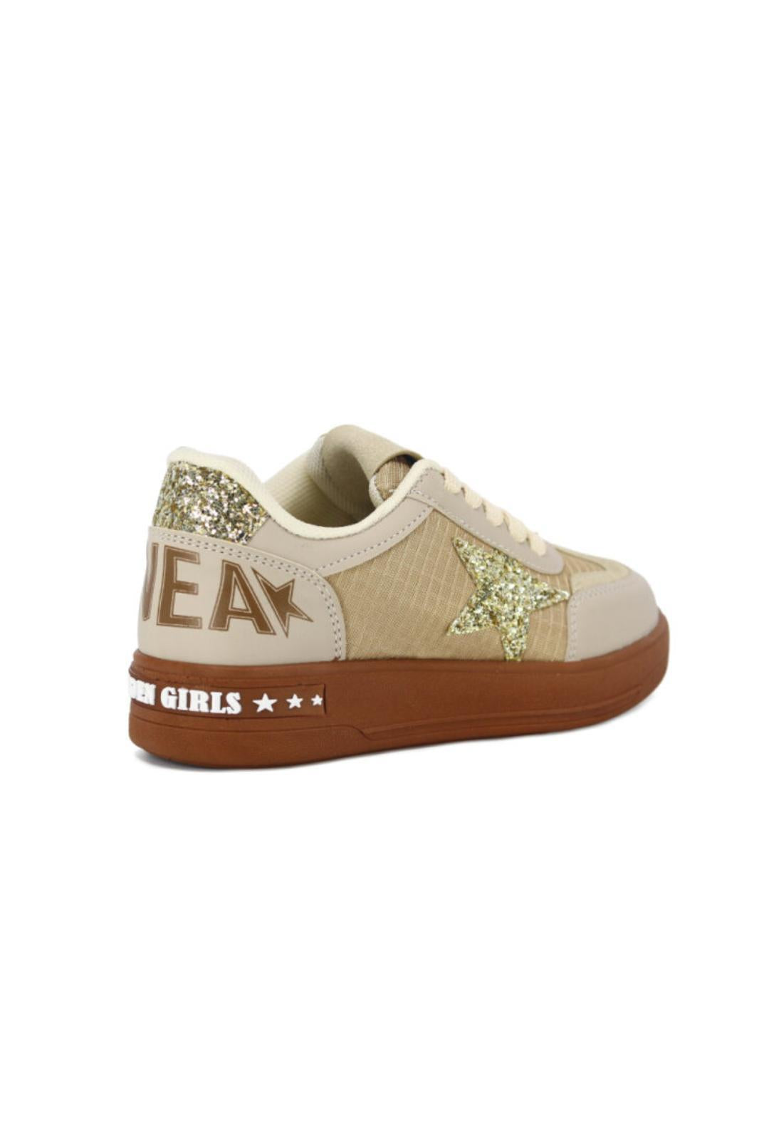 Goldens Işıltılı Yıldız Detaylı Kız Çocuk Sneaker Konforlu Spor Ayakkabı
