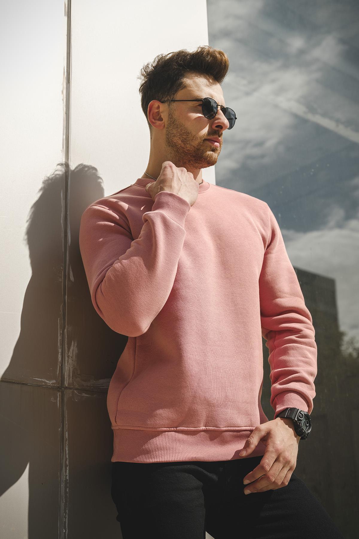 Gomez Dar Kesim Üç İplik Şardonlu İçi Pamuklu Bisiklet Yaka Sweatshirt