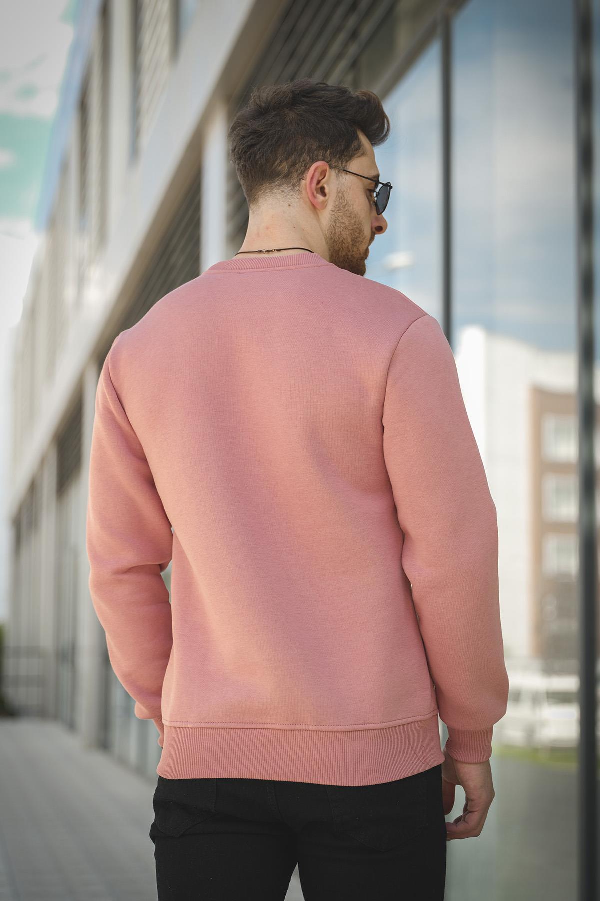Gomez Dar Kesim Üç İplik Şardonlu İçi Pamuklu Bisiklet Yaka Sweatshirt