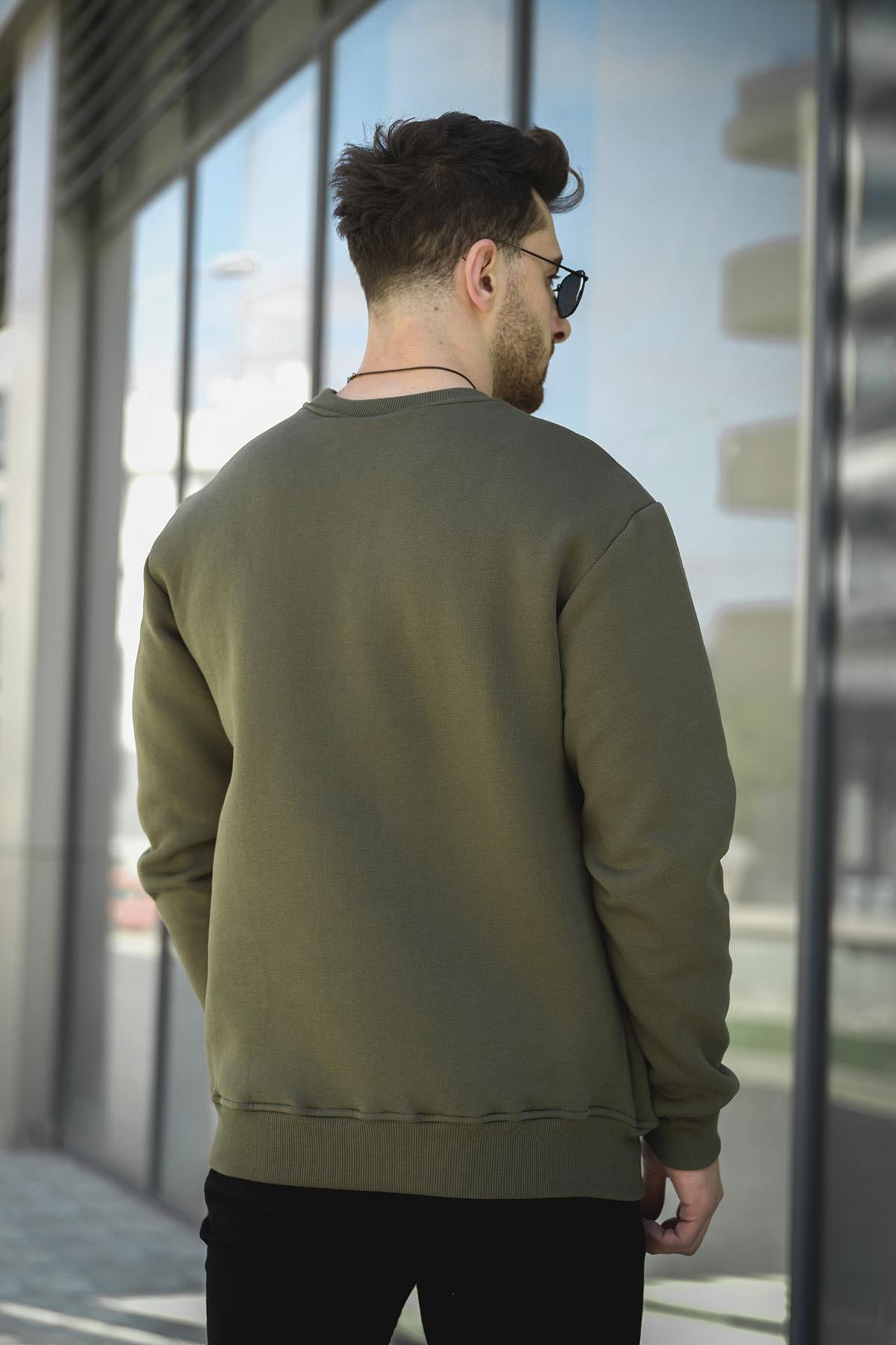 Gomez Dar Kesim Üç İplik Şardonlu İçi Pamuklu Bisiklet Yaka Sweatshirt