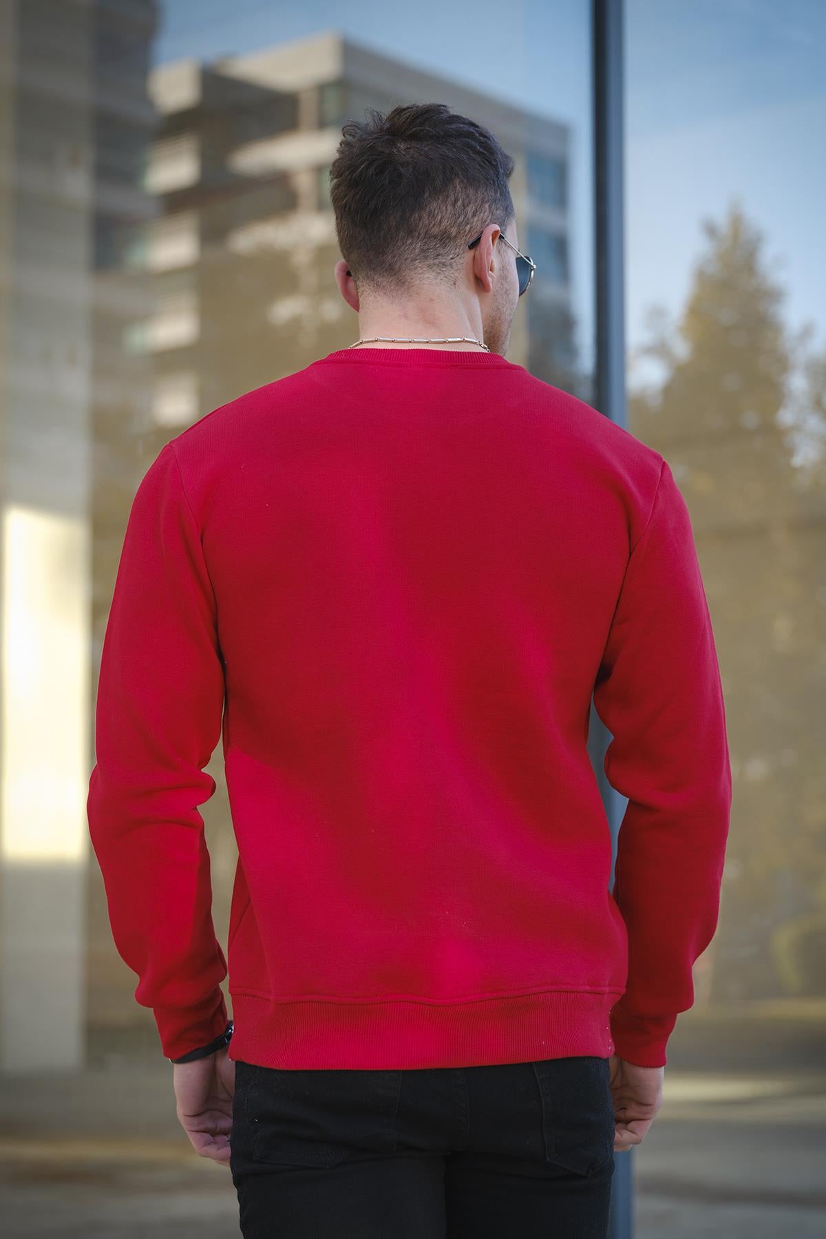 Gomez Dar Kesim Üç İplik Şardonlu İçi Pamuklu Bisiklet Yaka Sweatshirt