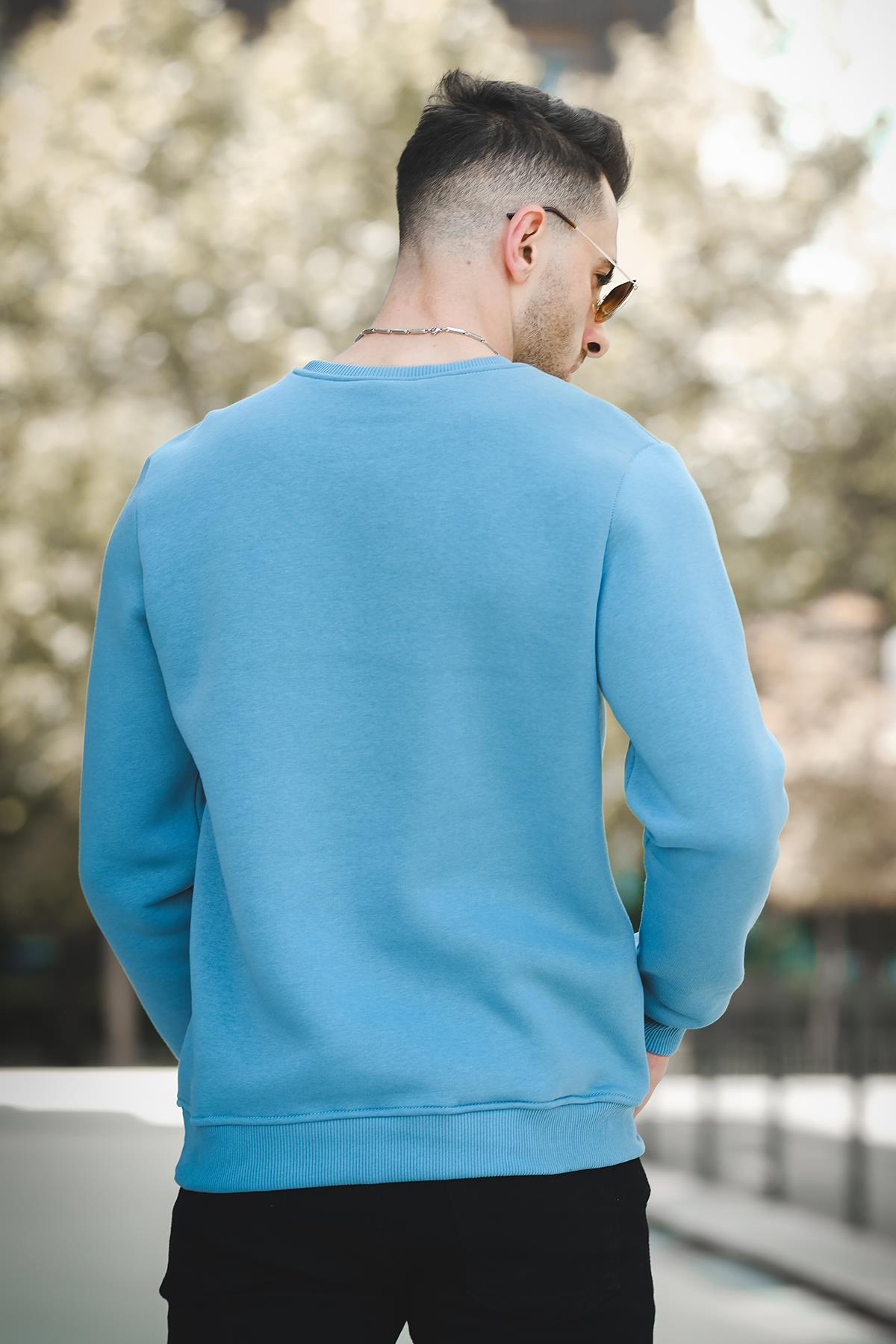 Gomez Dar Kesim Üç İplik Şardonlu İçi Pamuklu Bisiklet Yaka Sweatshirt