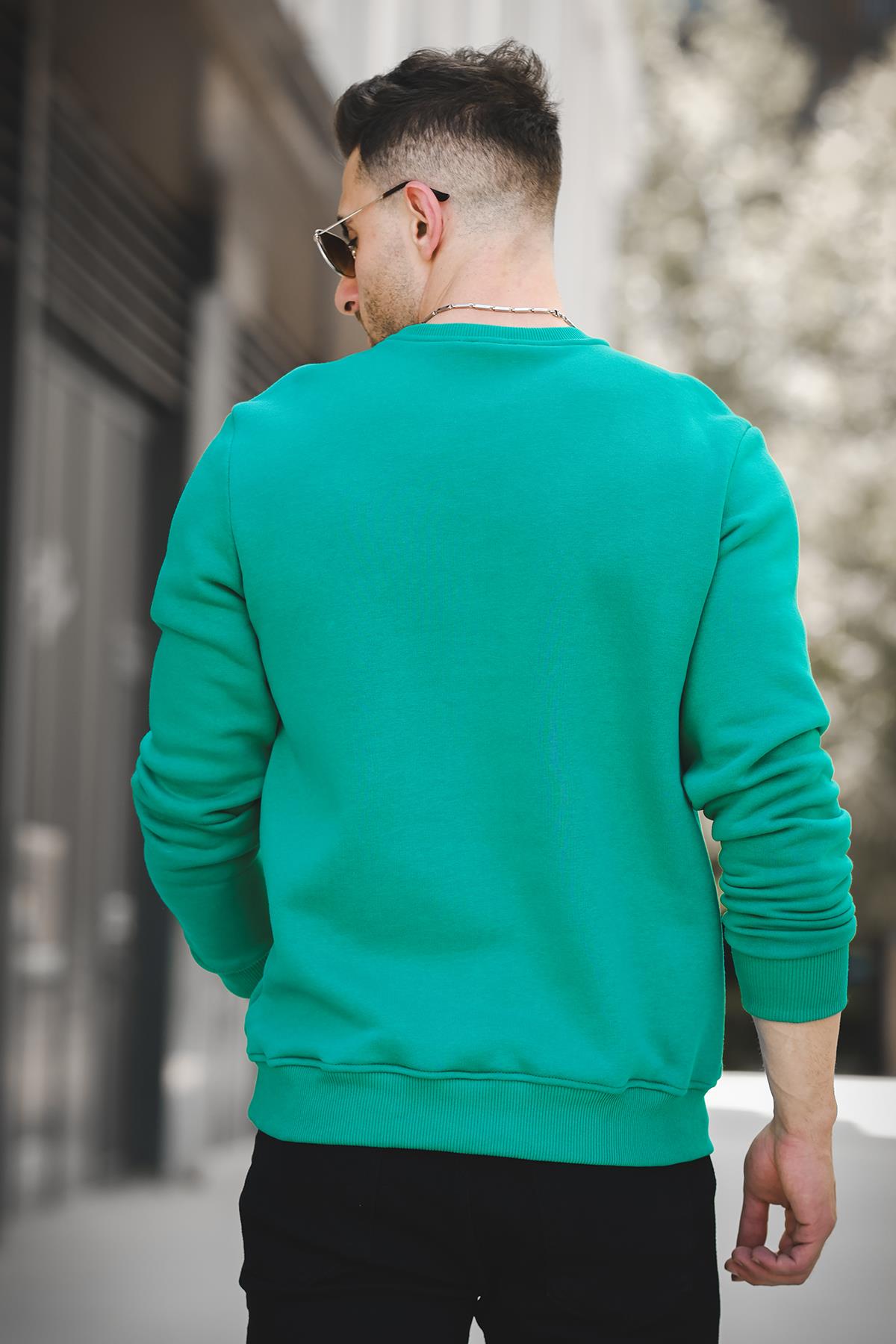 Gomez Dar Kesim Üç İplik Şardonlu İçi Pamuklu Bisiklet Yaka Sweatshirt