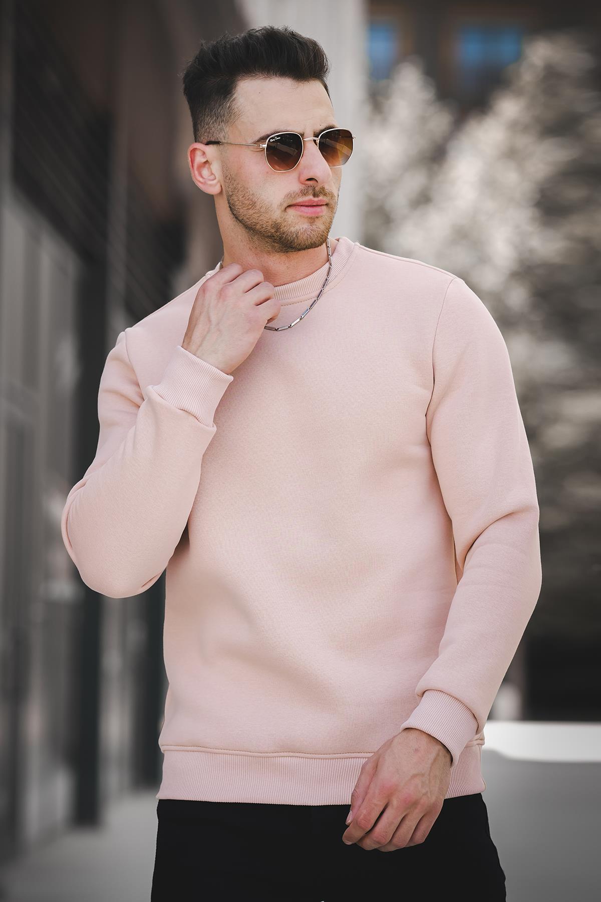 Gomez Dar Kesim Üç İplik Şardonlu İçi Pamuklu Bisiklet Yaka Sweatshirt