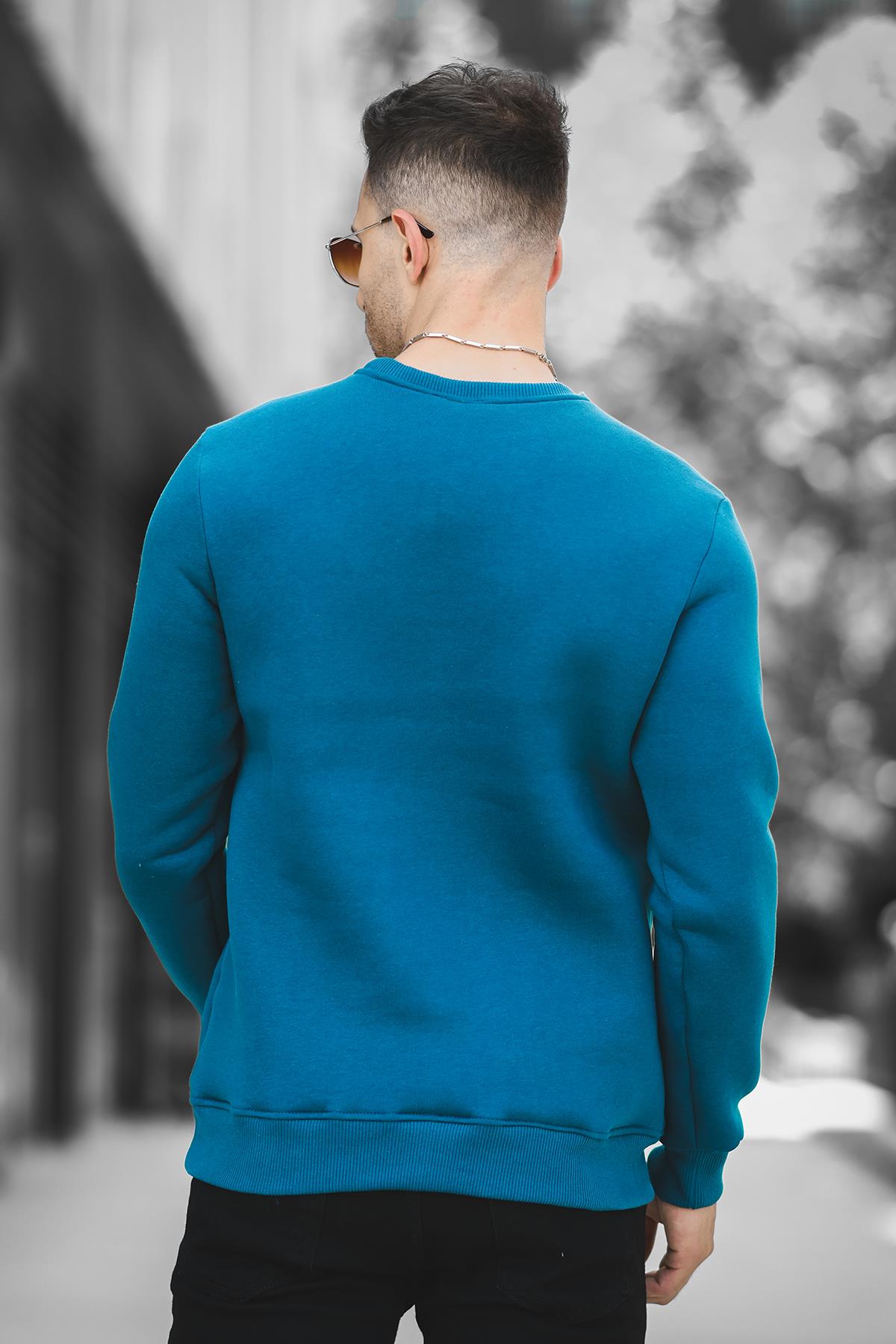 Gomez Dar Kesim Üç İplik Şardonlu İçi Pamuklu Bisiklet Yaka Sweatshirt