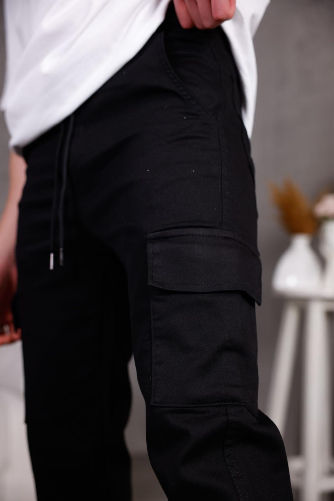 Hend Jogg Paçası ve Beli Lastikli Slim Fit Likralı Keten Kargo Pantolon