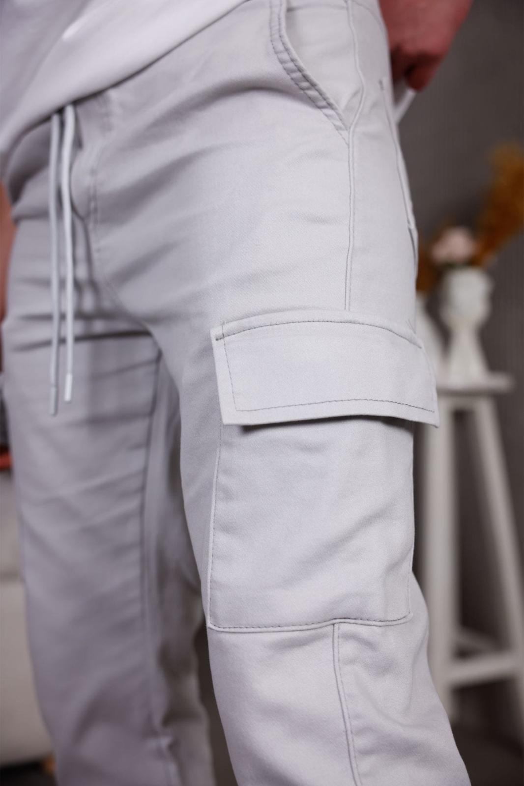 Hend Jogg Paçası ve Beli Lastikli Slim Fit Likralı Keten Kargo Pantolon