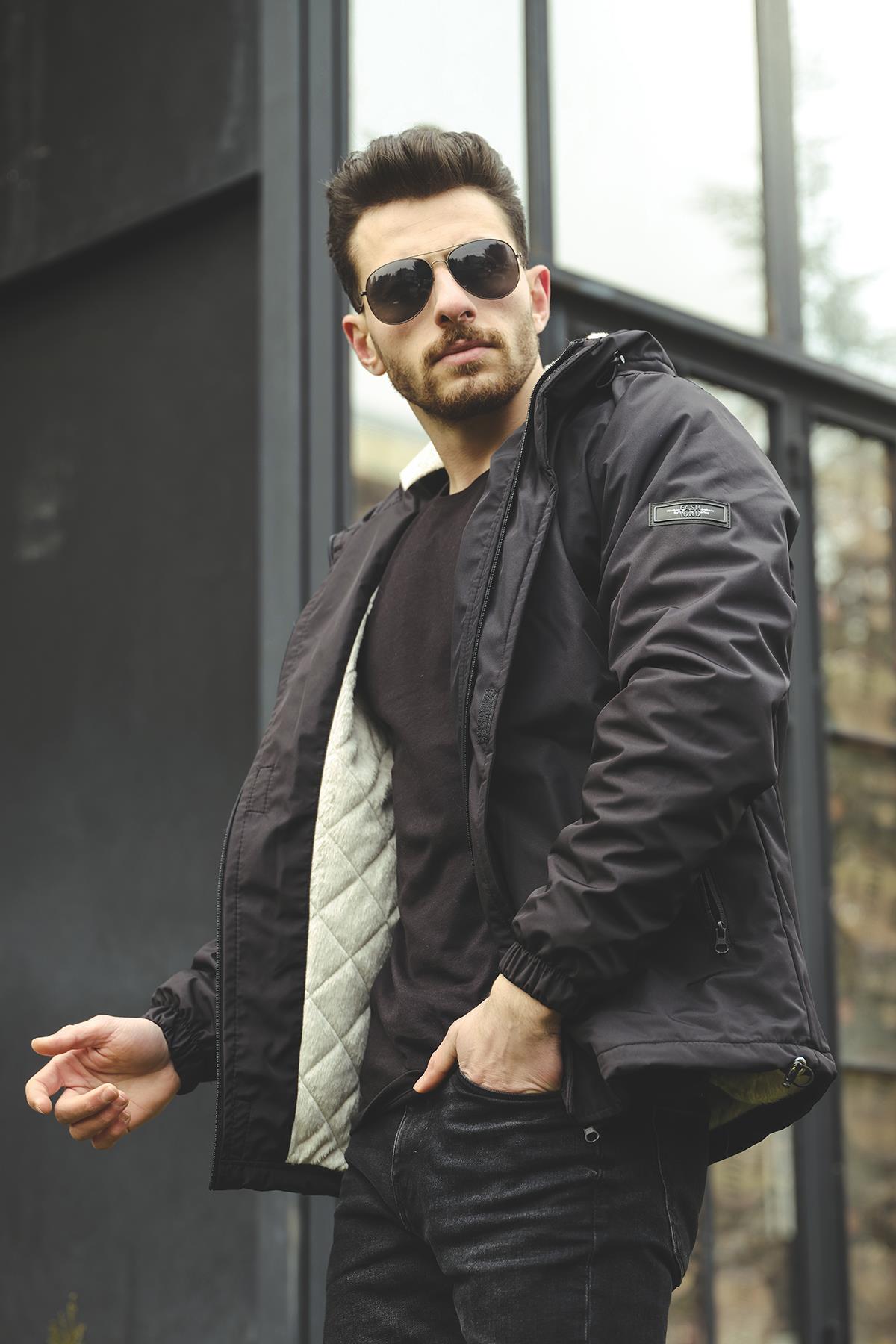 Bondichk Kürklü Suya Dayanıklı Slim Fit Kaban