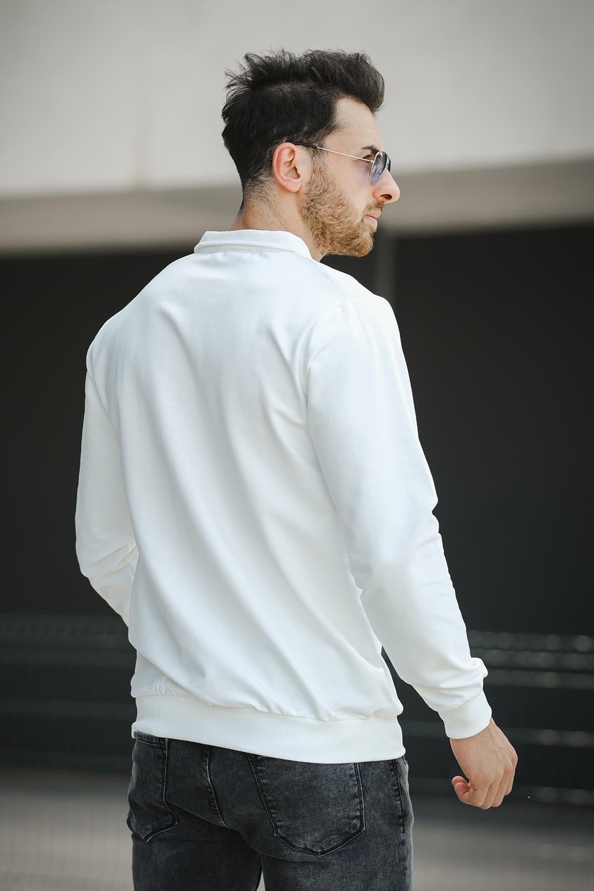Hoek Slim Fit Patlı Yakalı Erkek Sweatshirt