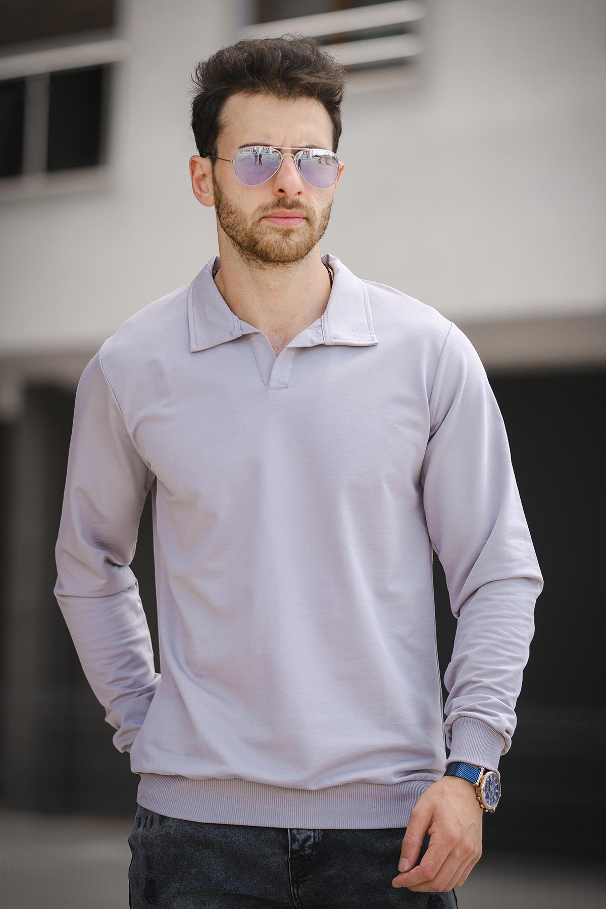 Hoek Slim Fit Patlı Yakalı Erkek Sweatshirt