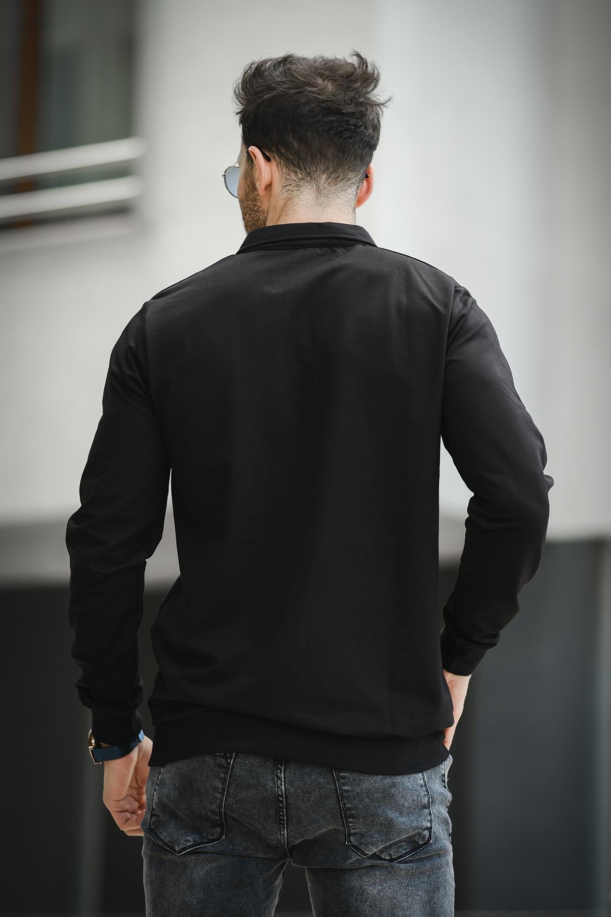 Hoek Slim Fit Patlı Yakalı Erkek Sweatshirt