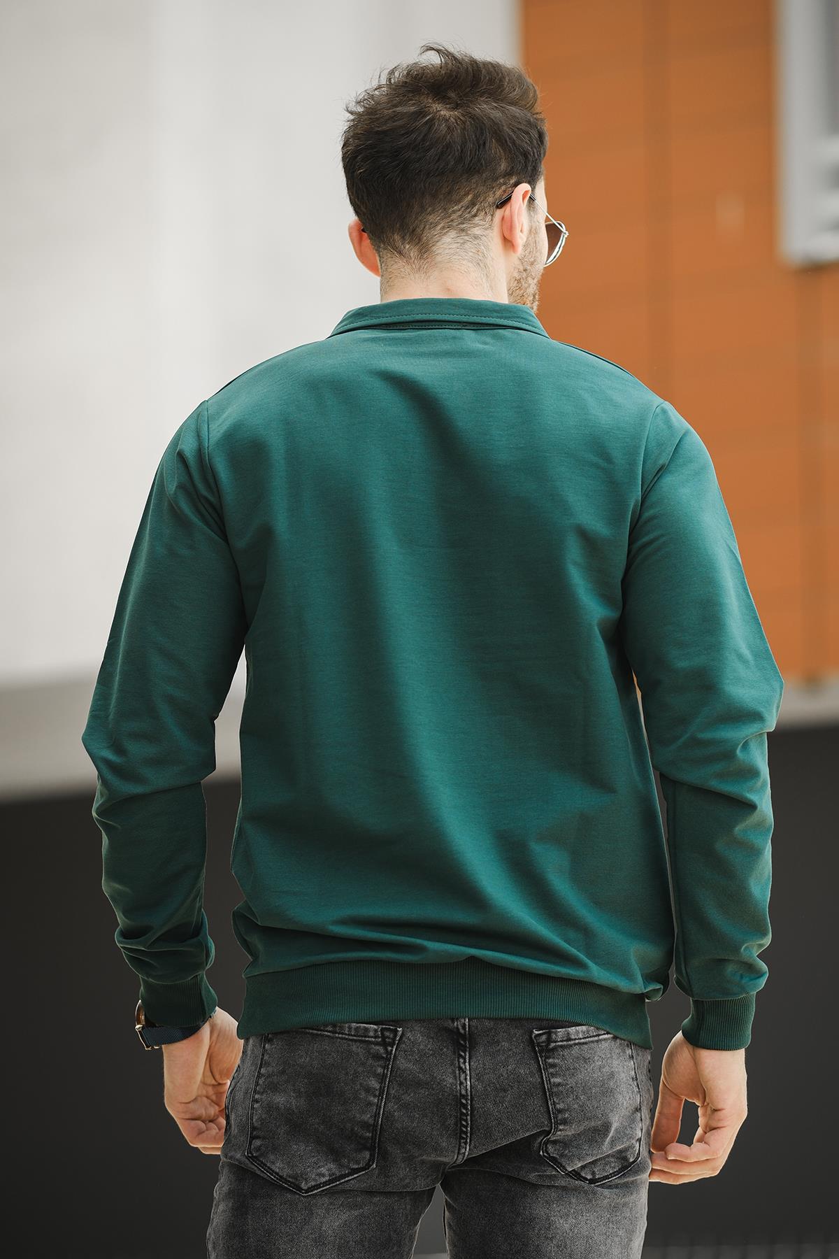 Hoek Slim Fit Patlı Yakalı Erkek Sweatshirt