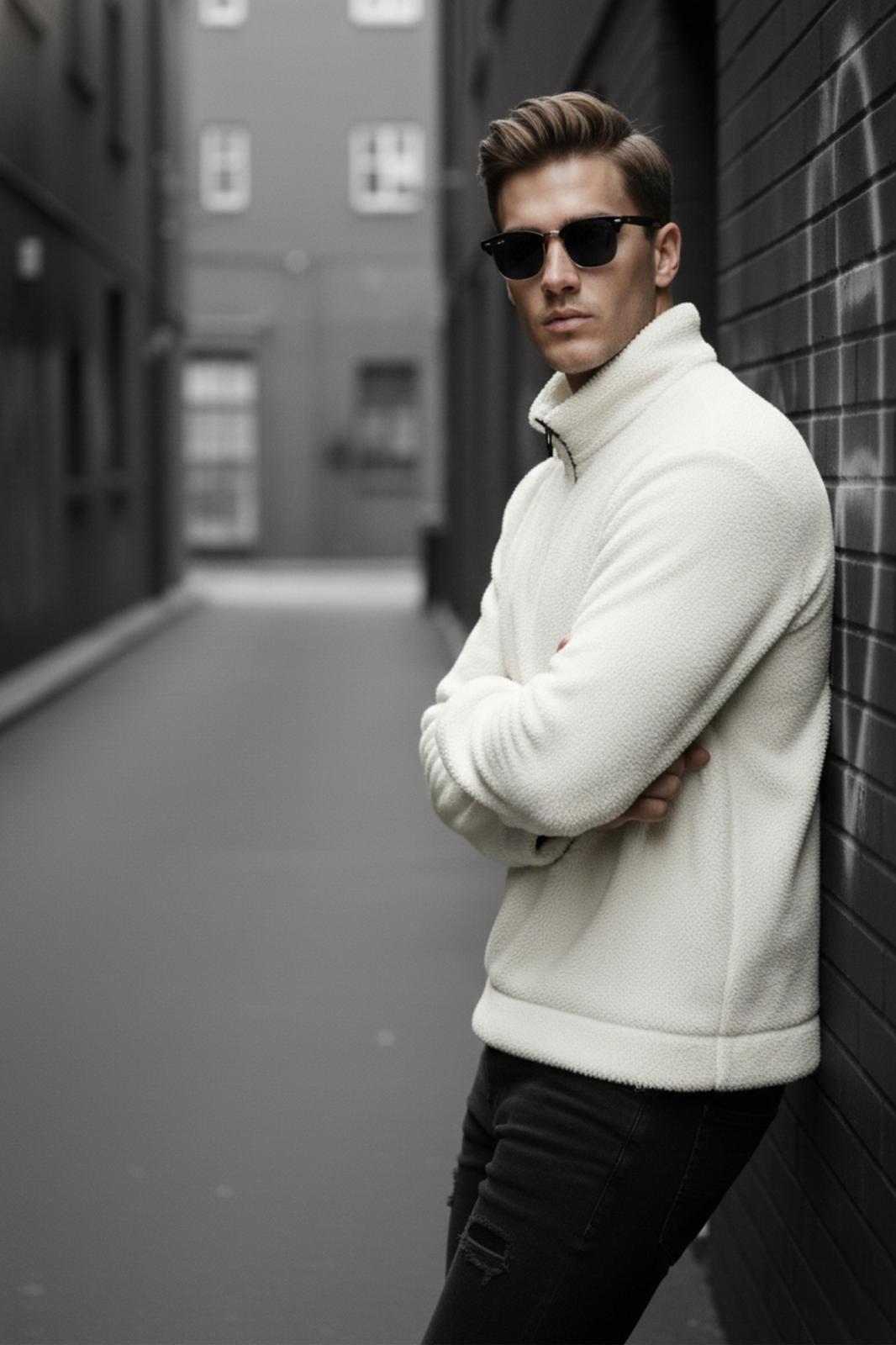 Jaky Slim Fit Peluş Yarım Tam Fermuarlı Dik Yaka Kalın Erkek Sweatshirt Polar