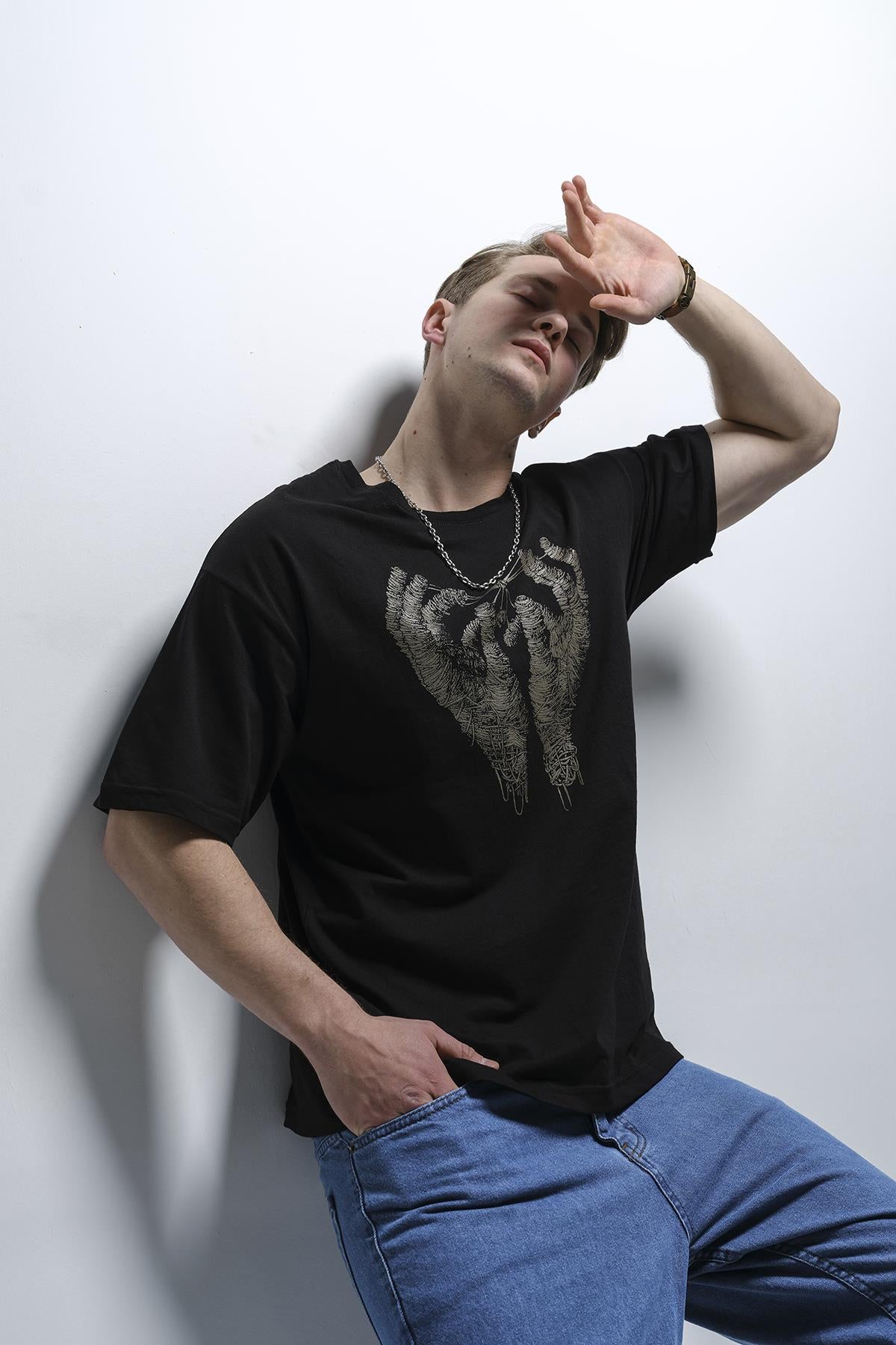 Joao Baskı Detaylı Unisex Bisiklet Yaka Oversize Tshirt