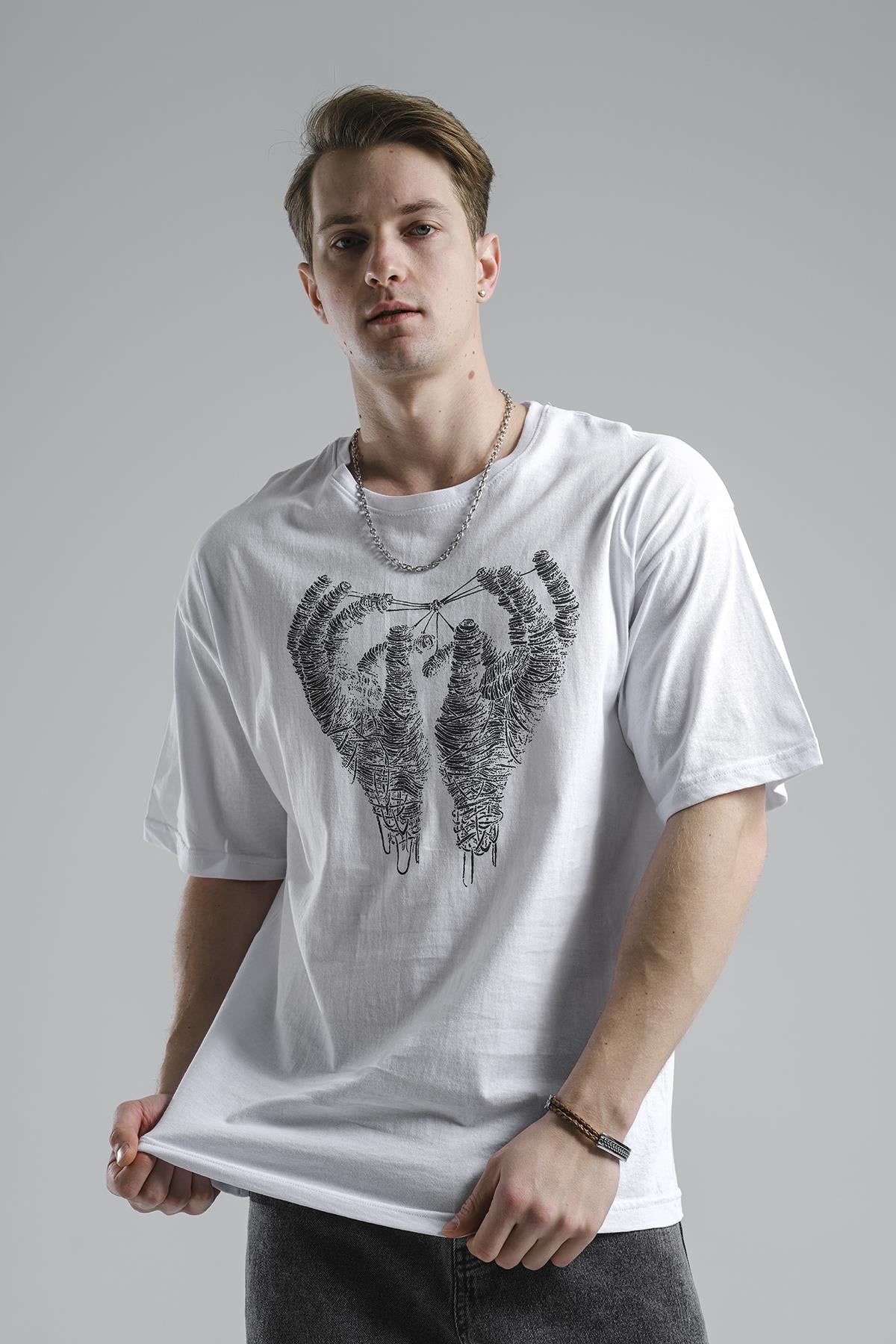 Joao Baskı Detaylı Unisex Bisiklet Yaka Oversize Tshirt