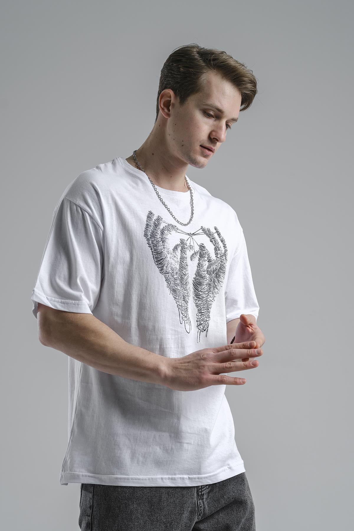 Joao Baskı Detaylı Unisex Bisiklet Yaka Oversize Tshirt