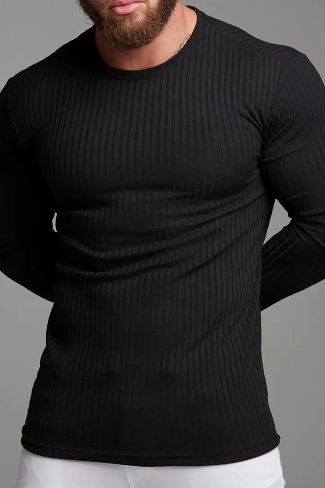 Jordao Fitilli Slim Fit Likralı Bisiklet Yaka Erkek Uzun Kol Tshirt