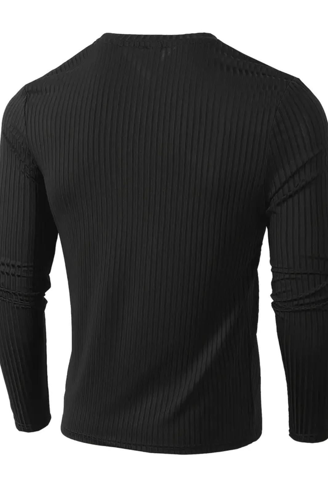 Jordao Fitilli Slim Fit Likralı Bisiklet Yaka Erkek Uzun Kol Tshirt