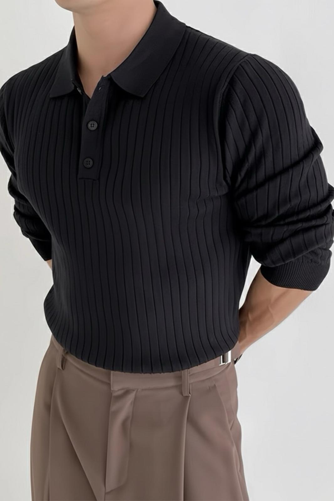 Josse Slim Fit Old Money Düğmeli Polo Yaka Triko Kazak