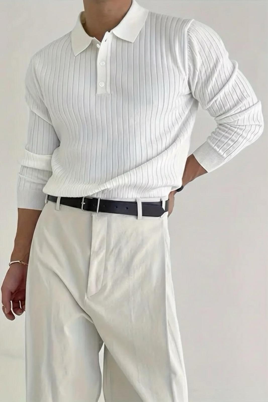 Josse Slim Fit Old Money Düğmeli Polo Yaka Triko Kazak