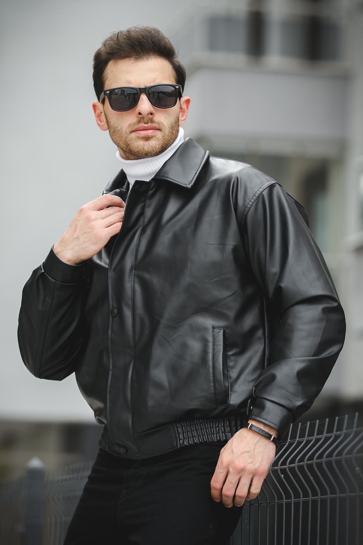 Jovanni Basic Oversize Erkek Deri Ceket