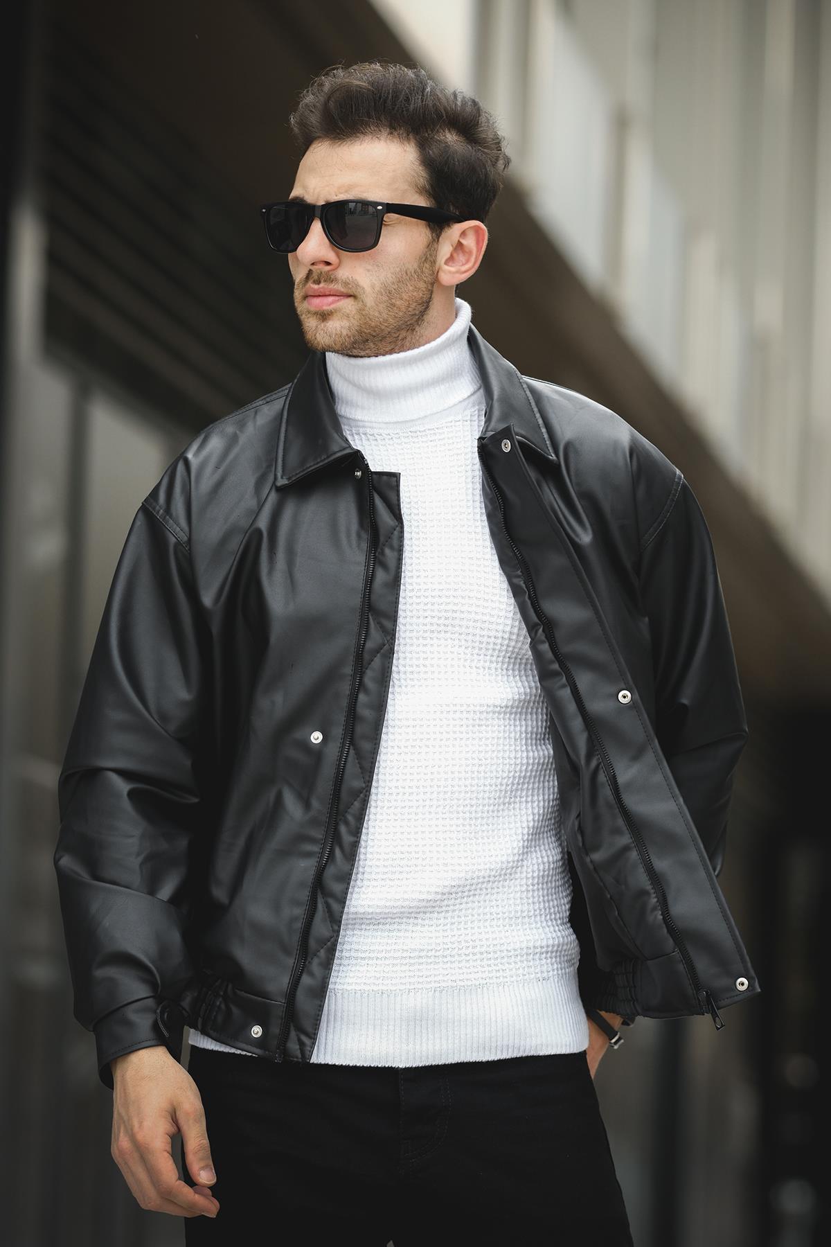 Jovanni Basic Oversize Erkek Deri Ceket