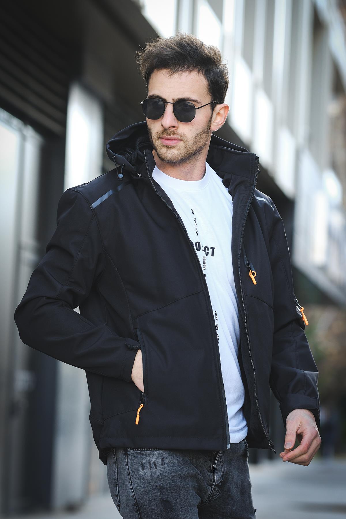 Juka Softshell Su Soğuk Rüzgar Geçirmez İçi Kürklü Dolgulu Softshell Erkek Dağcı Kampcı Kayakcı Montu
